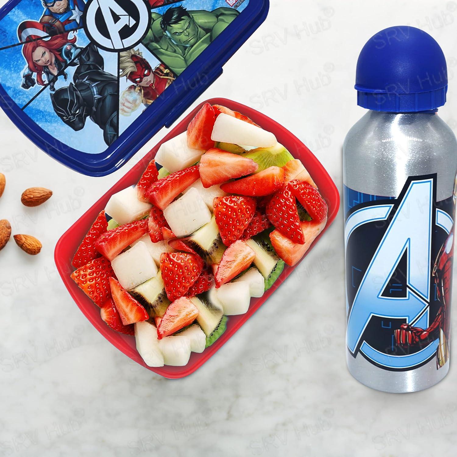 Kids Plastic Lunchbox with Aluminium Water Bottle Set - Assorted