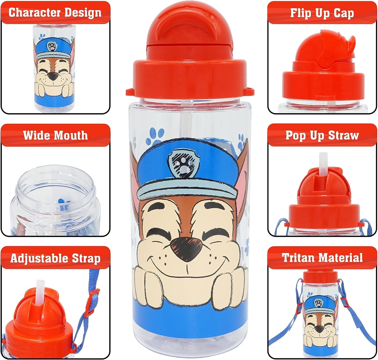 500ml Tritan Water Bottle with Strap for Children