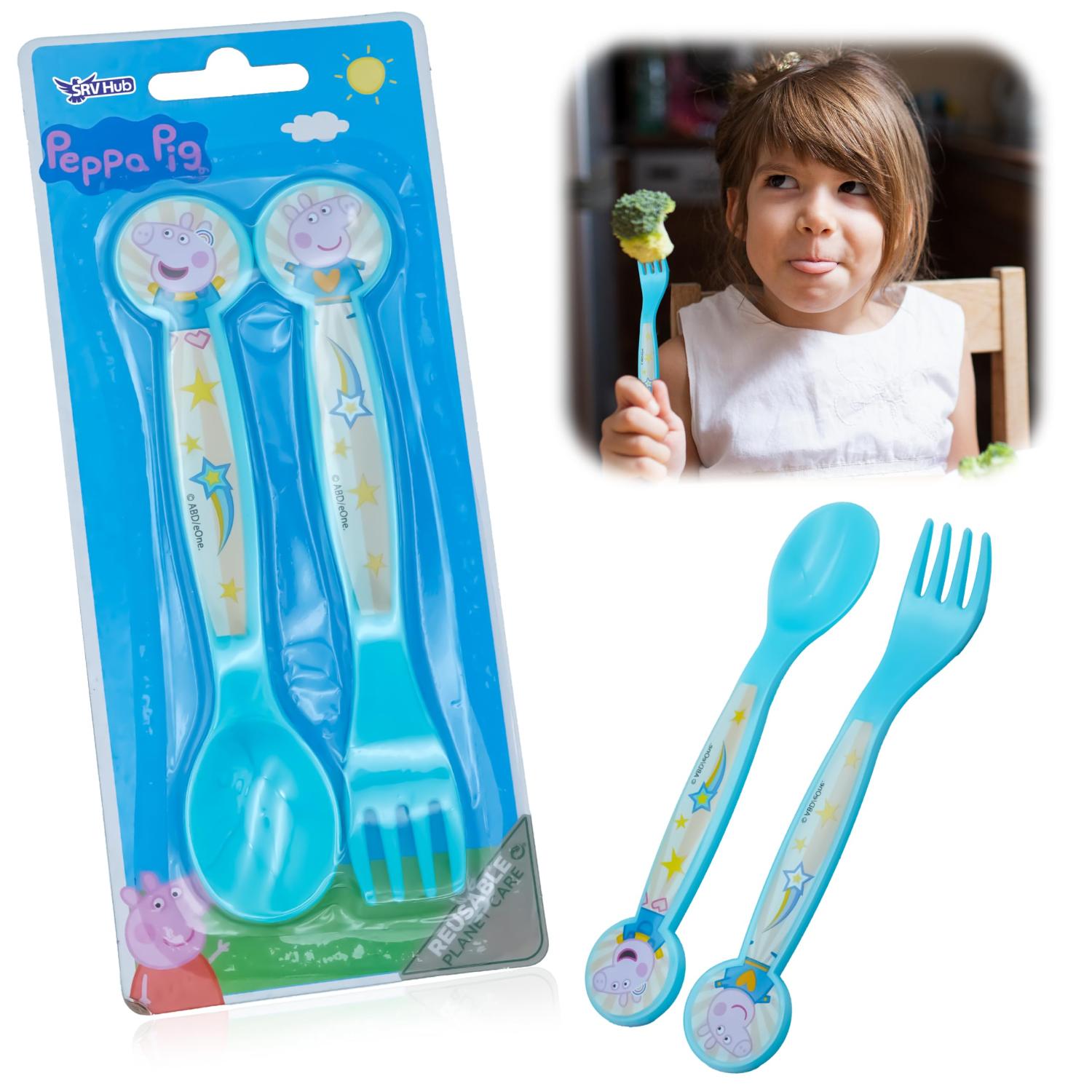 Kids 2 Piece Cutlery Set BPA-Free Plastic Spoon & Fork