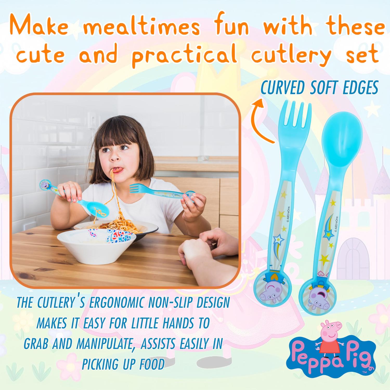 Kids 2 Piece Cutlery Set BPA-Free Plastic Spoon & Fork