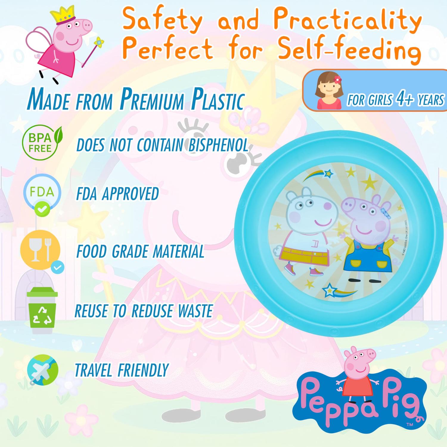 Kids 21.5cm BPA-Free Plastic Plate Reusable Round Snack Plate