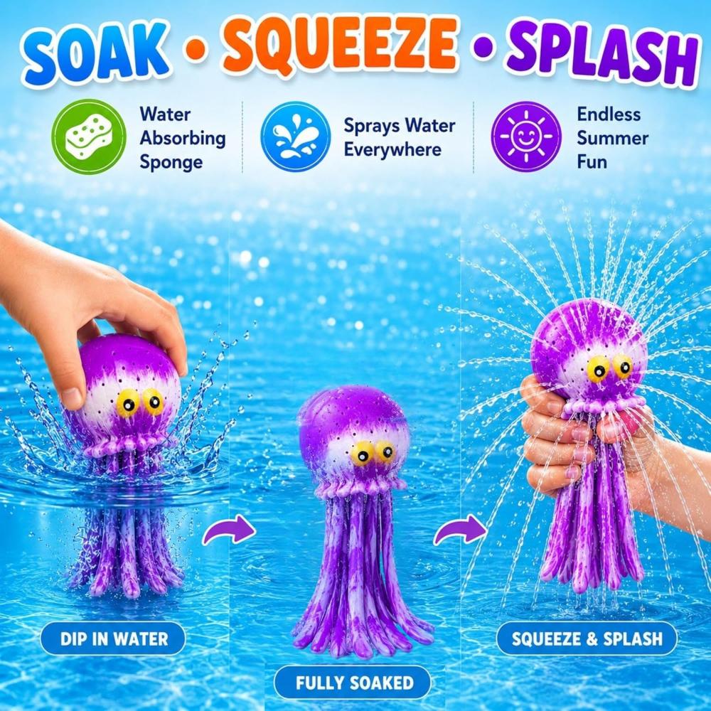 16cm Water Splash Octopus Water Absorption Bath Toy
