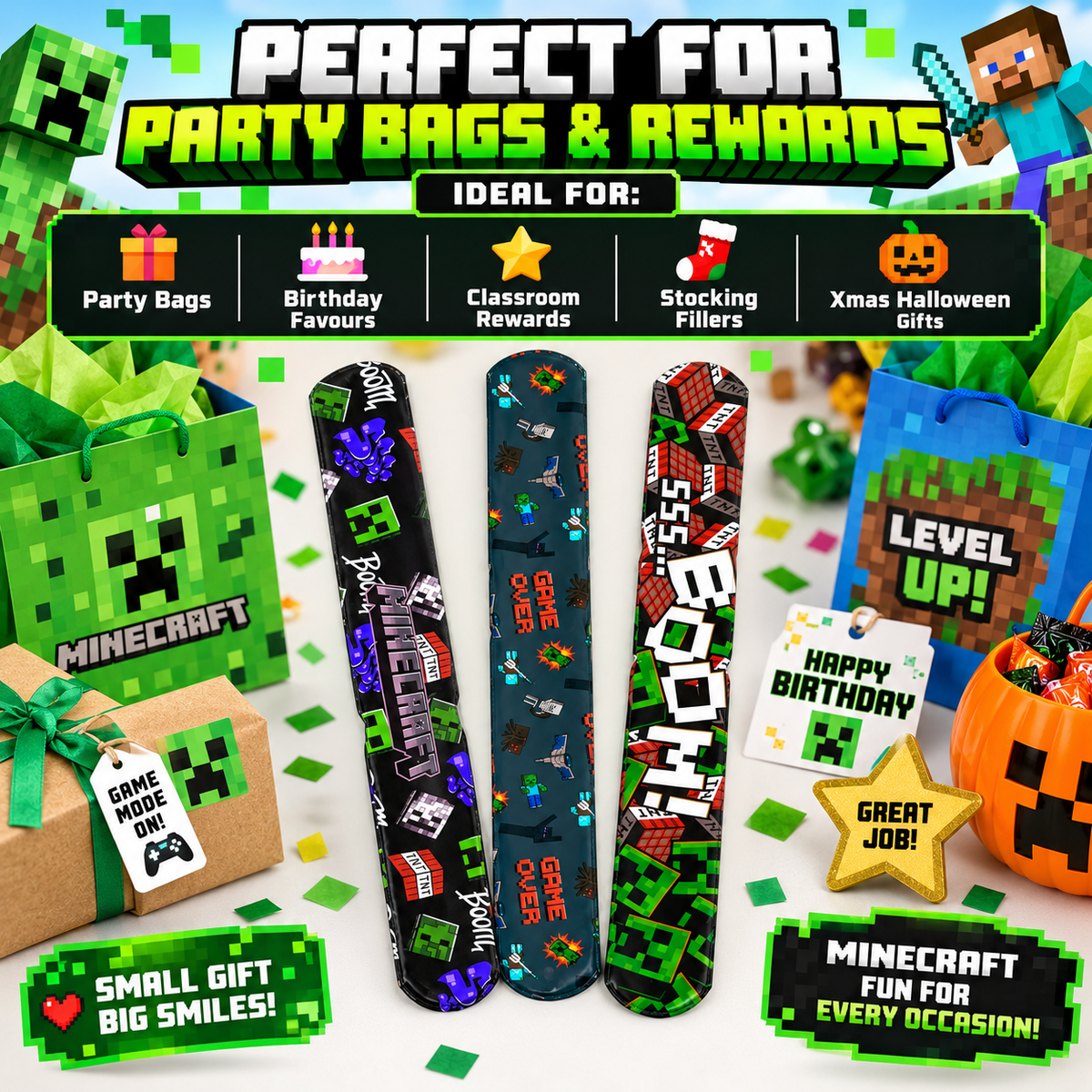 Minecraft Kids Licensed Slap Bands