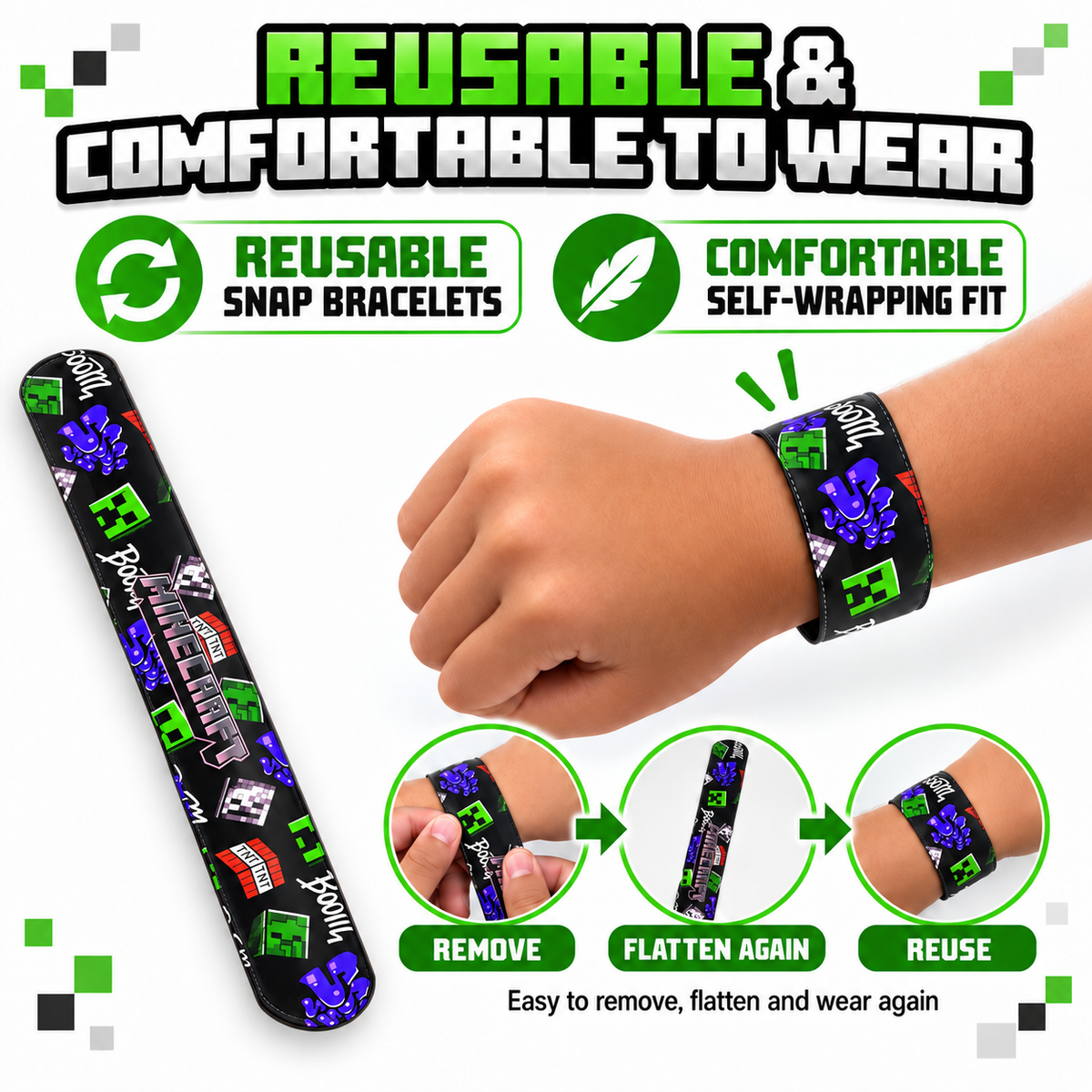 Minecraft Kids Licensed Slap Bands