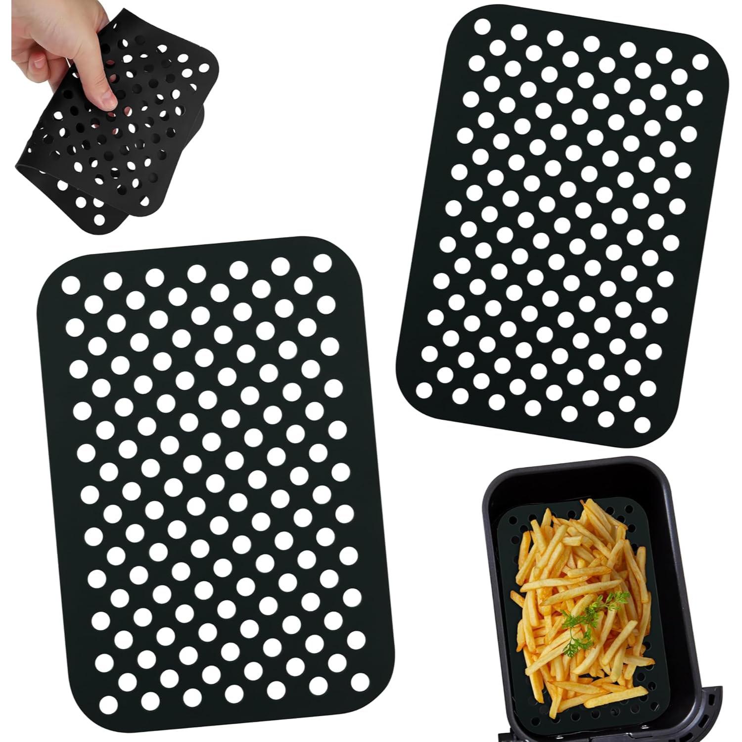 Reusable Silicone Air Fryer Mats Non-Stick Perforated Liners