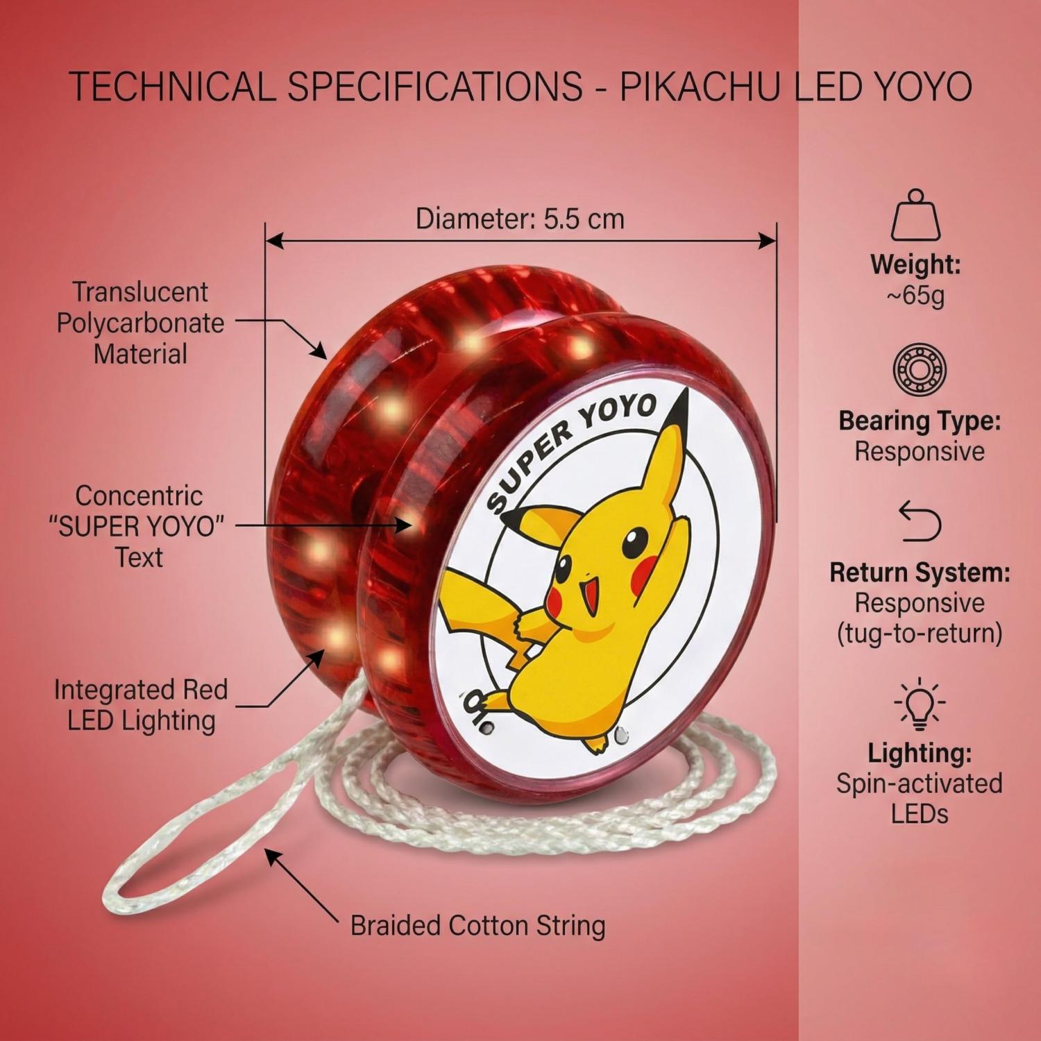 5.5cm Pokemon LED Light-Up YoYo Toys for Kids – Assorted