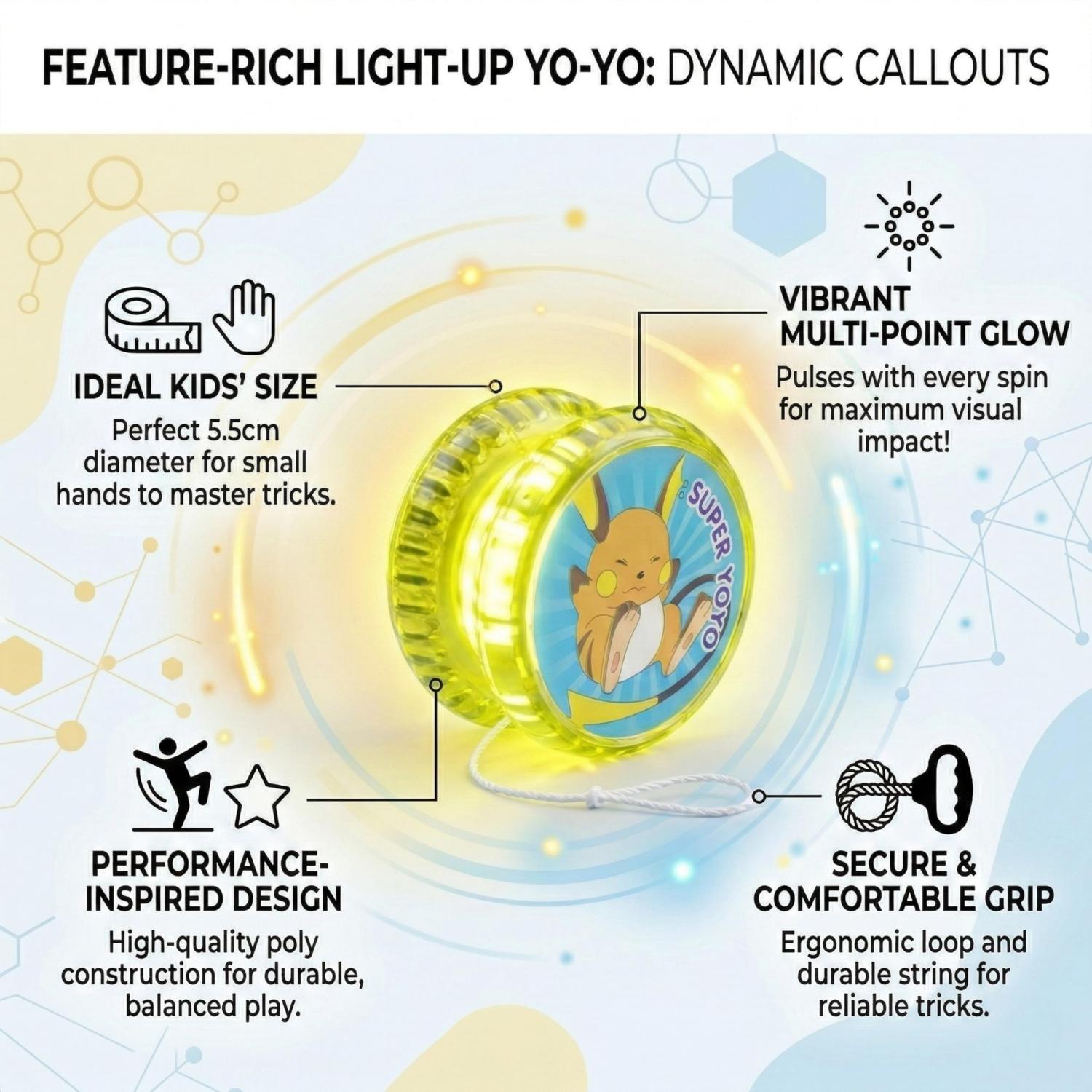 5.5cm Pokemon LED Light-Up YoYo Toys for Kids – Assorted