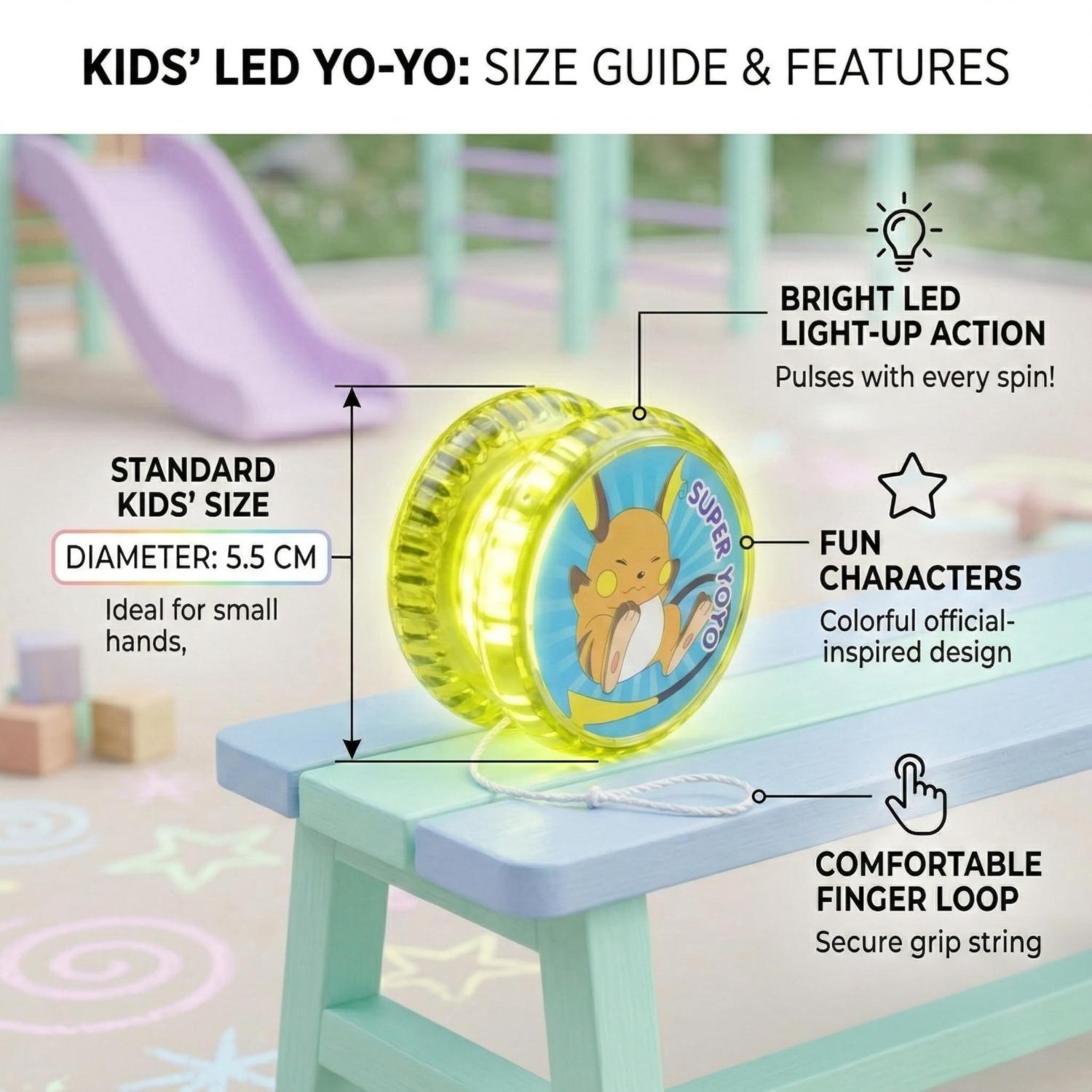 5.5cm Pokemon LED Light-Up YoYo Toys for Kids – Assorted