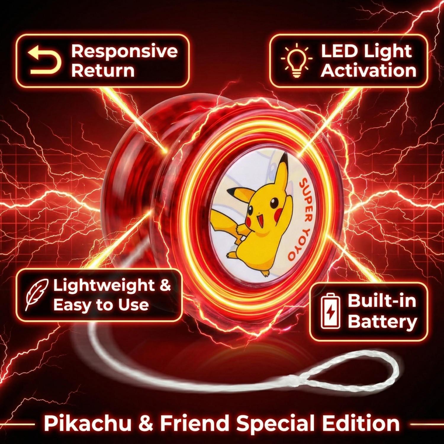 5.5cm Pokemon LED Light-Up YoYo Toys for Kids – Assorted
