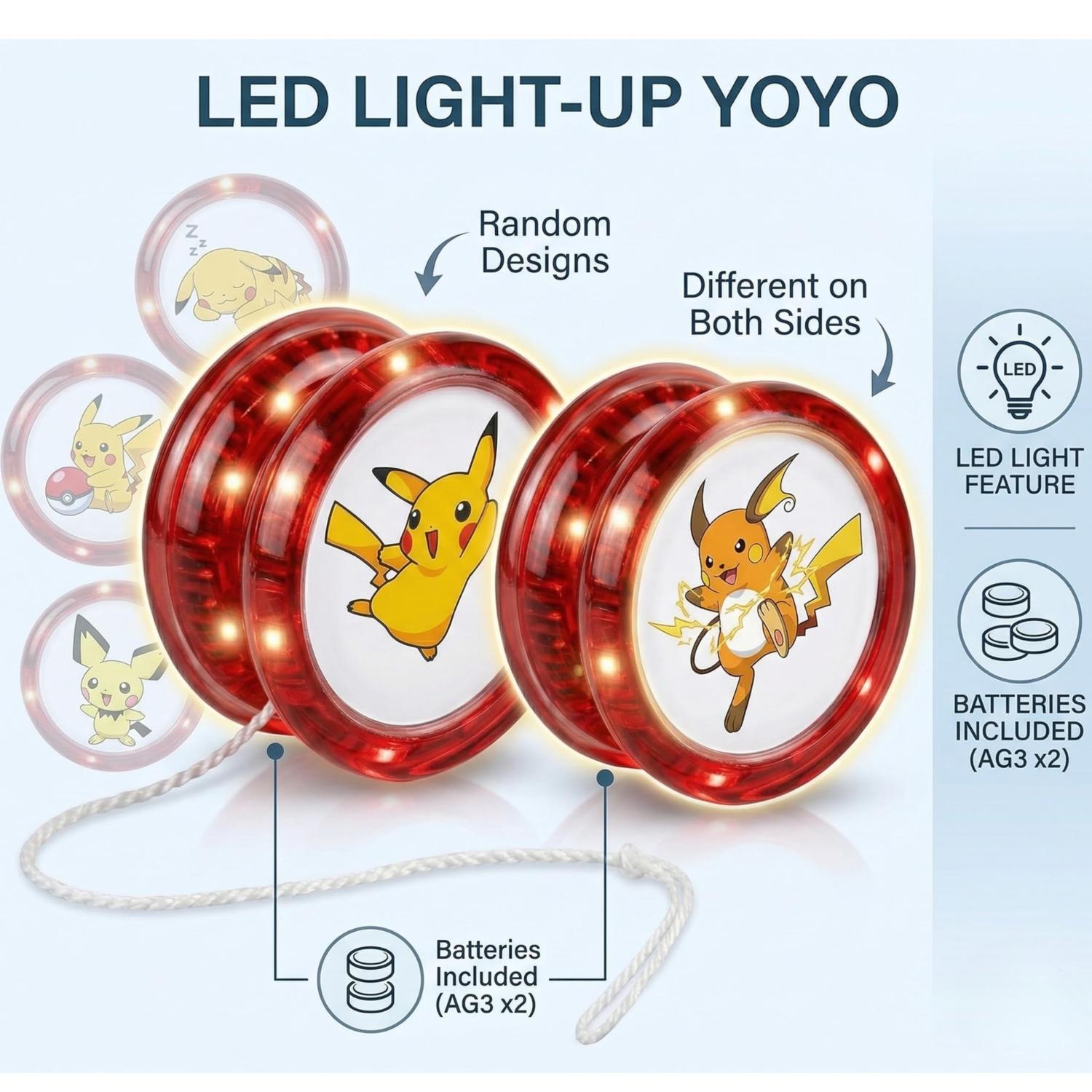 5.5cm Pokemon LED Light-Up YoYo Toys for Kids – Assorted