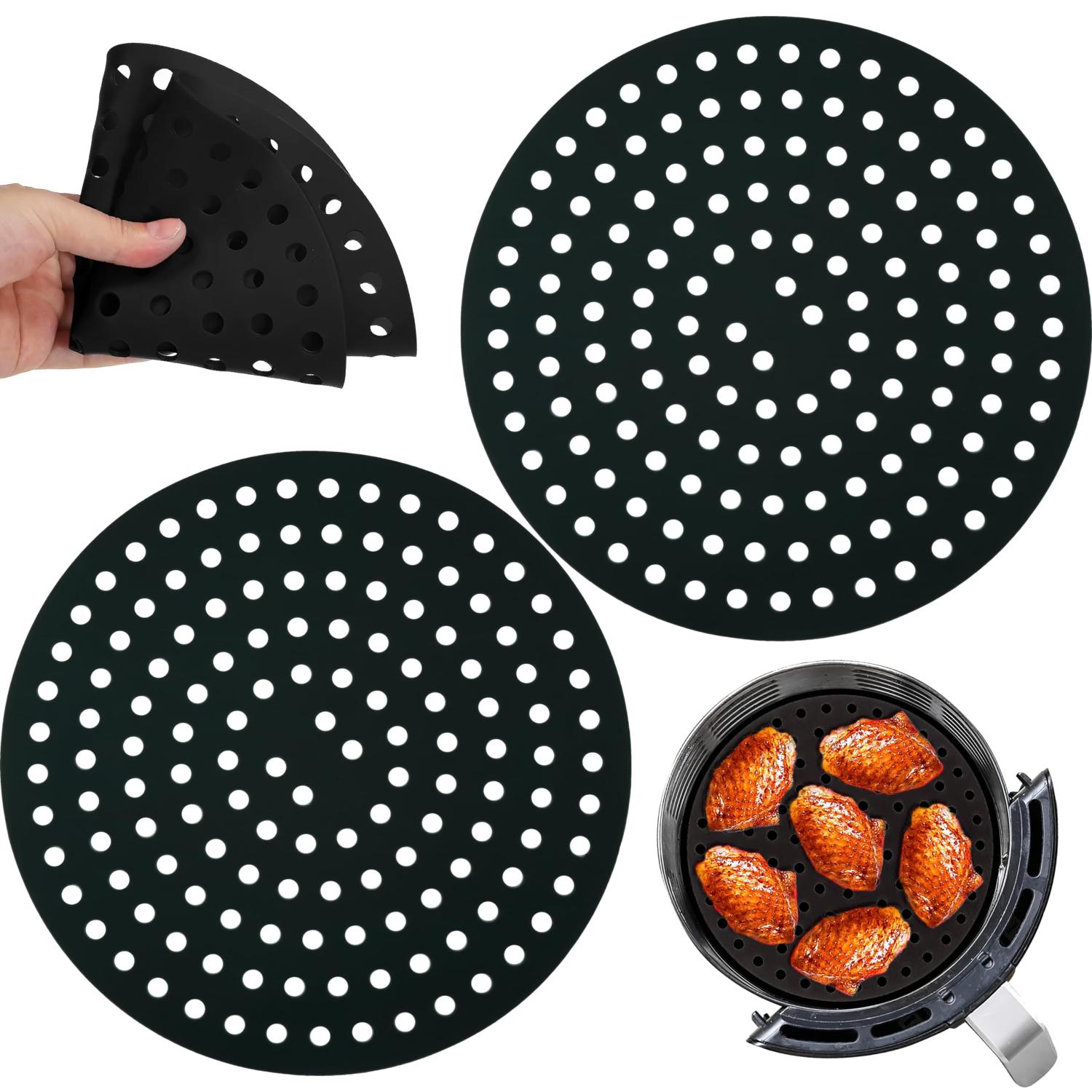 Reusable Silicone Air Fryer Mats Non-Stick Perforated Liners