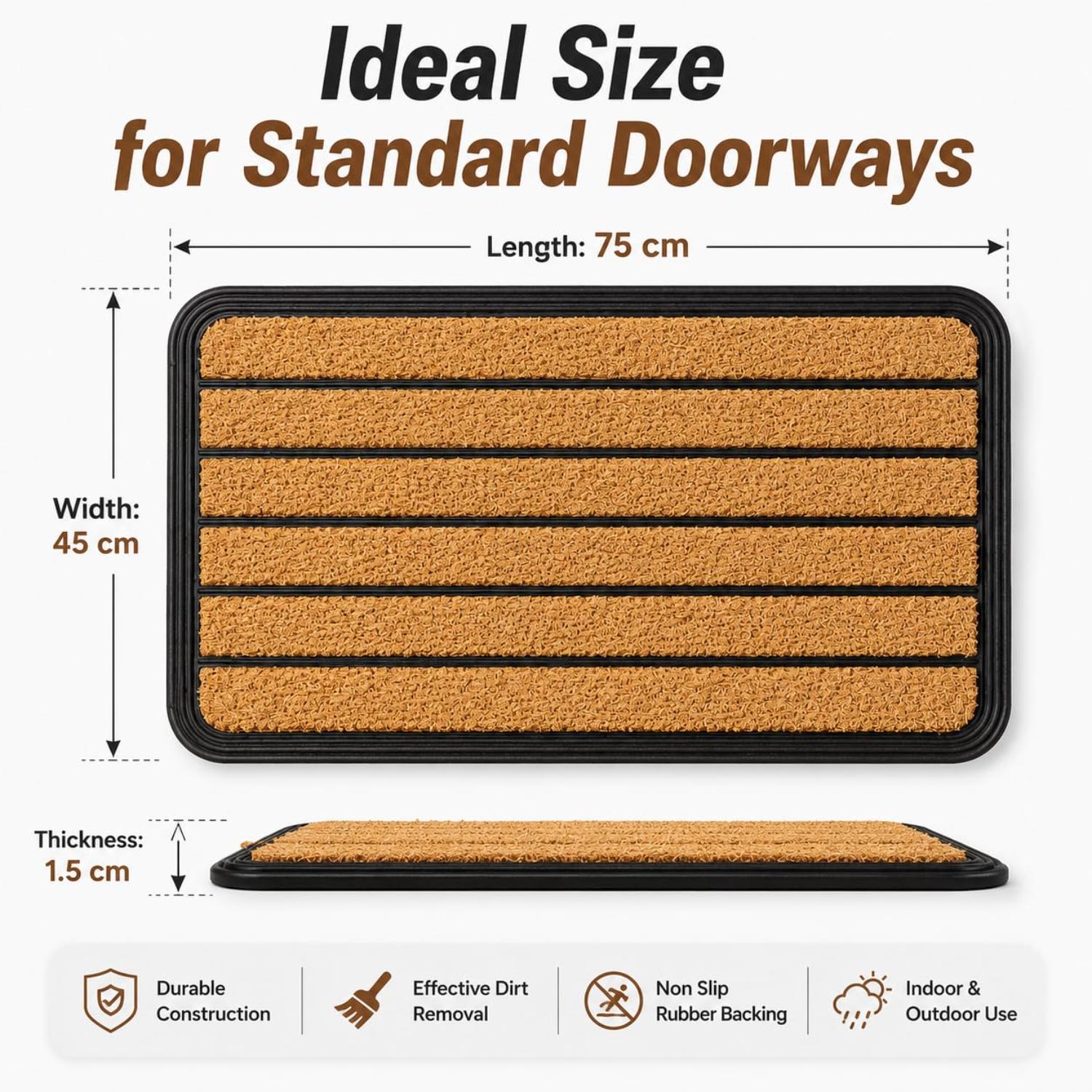 Coir & Rubber Door Mat Heavy Duty Non-Slip Entrance Mat