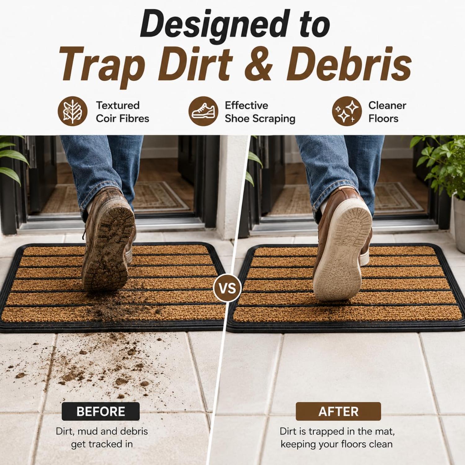 Coir & Rubber Door Mat Heavy Duty Non-Slip Entrance Mat