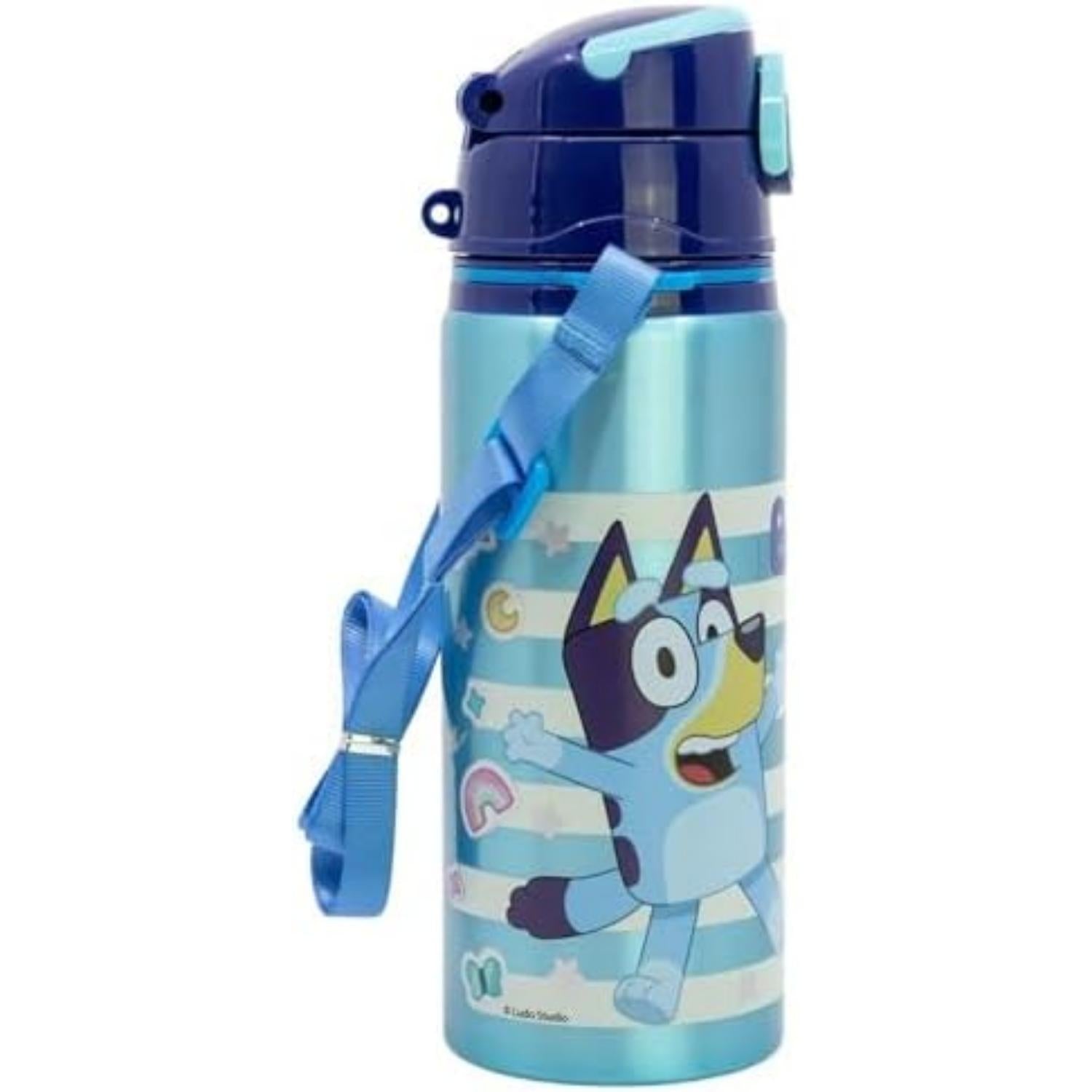 Bluey Aluminium Water Bottle 730ml with Pop-Up Straw & Carry Strap