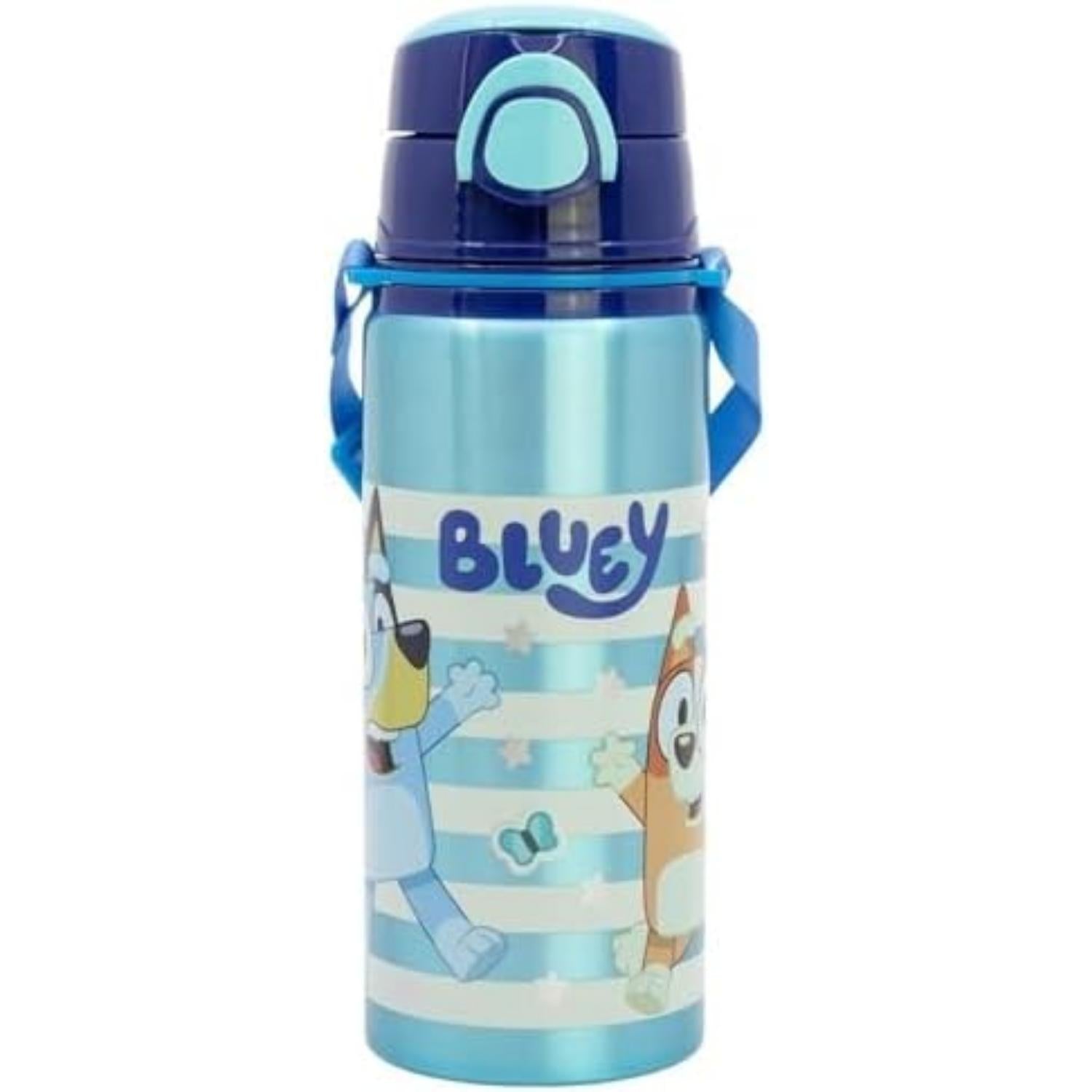 Bluey Aluminium Water Bottle 730ml with Pop-Up Straw & Carry Strap