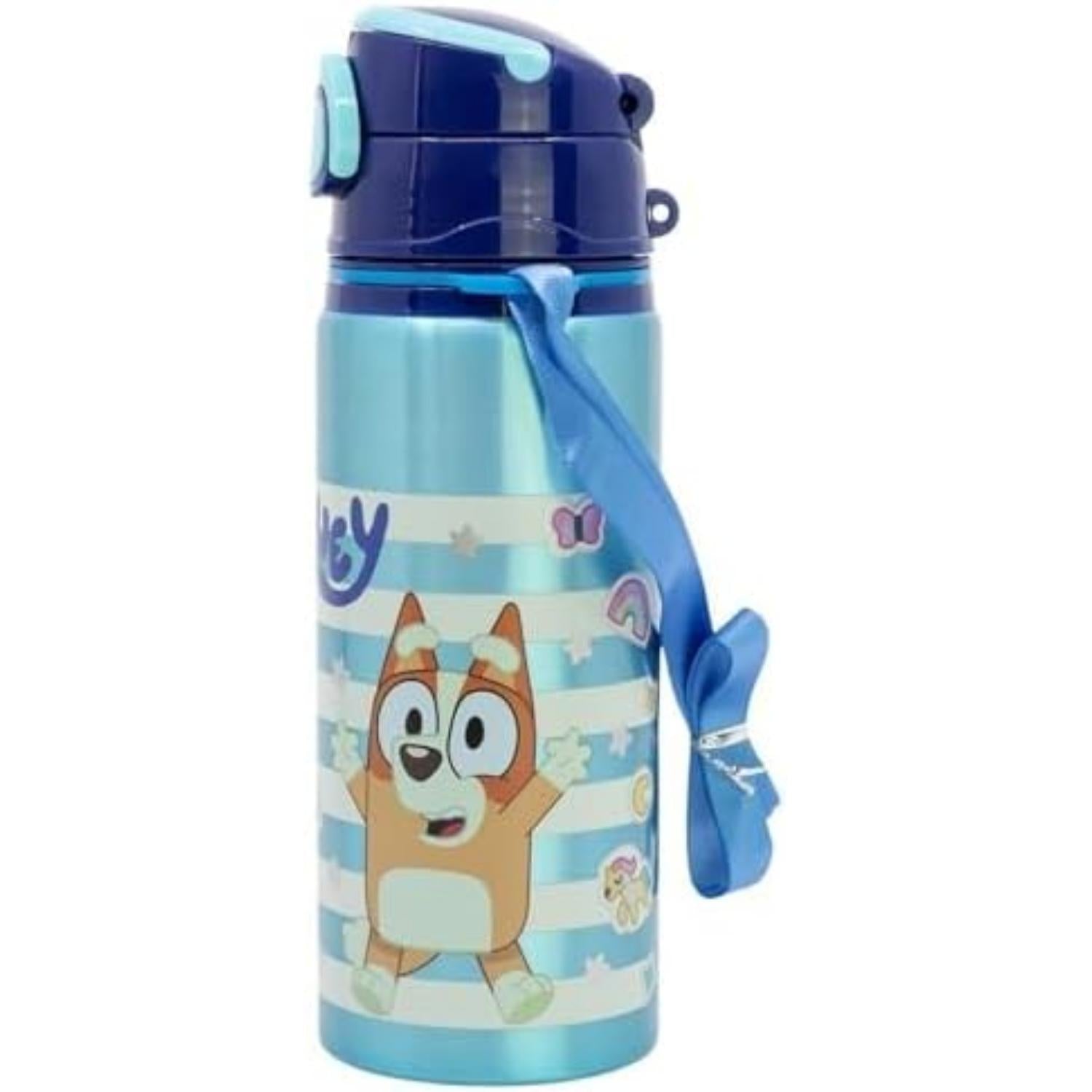 Bluey Aluminium Water Bottle 730ml with Pop-Up Straw & Carry Strap