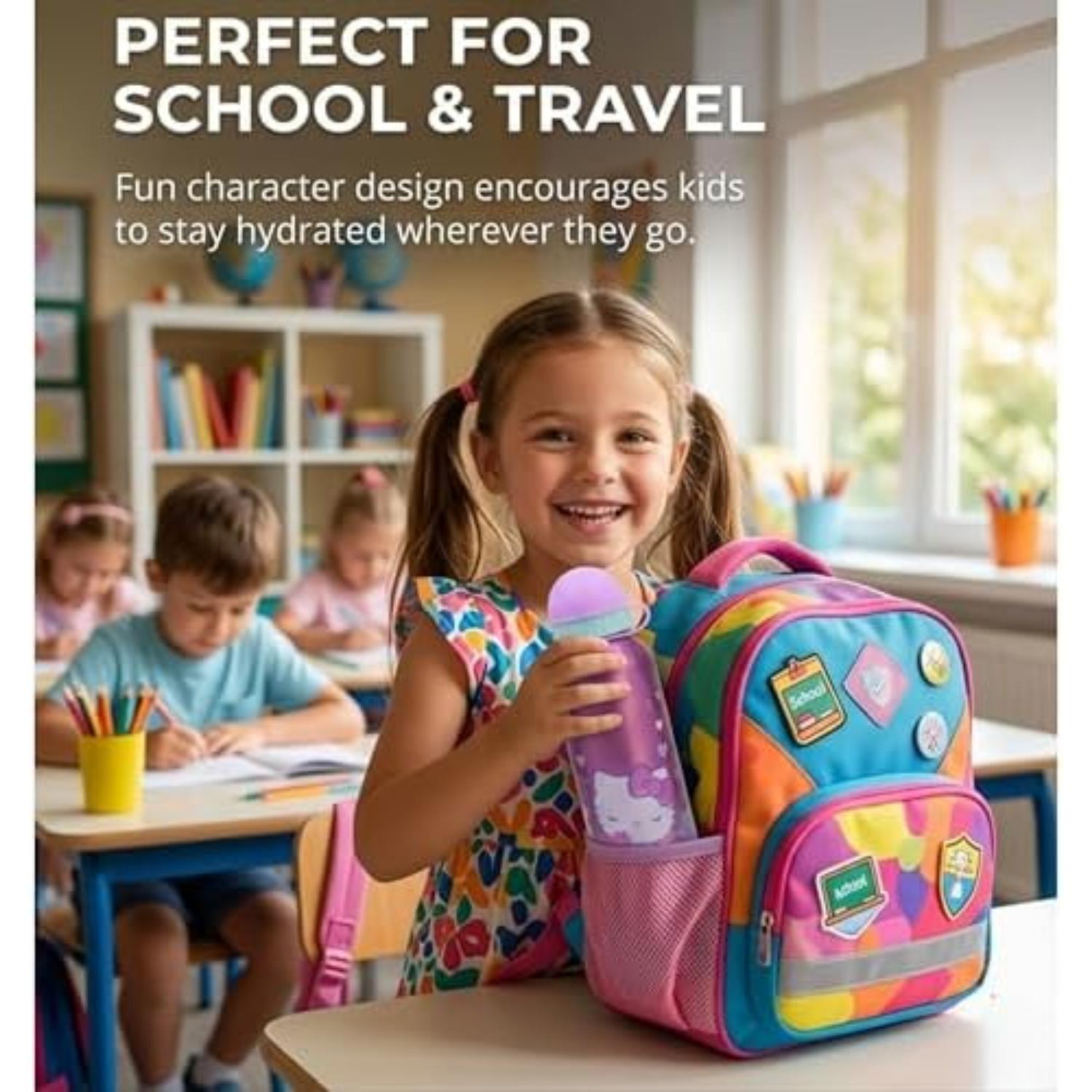 Assorted Character Aluminium Water Bottle 530ml – Lightweight Drinks Bottle for Kids, School, Sports & Travel
