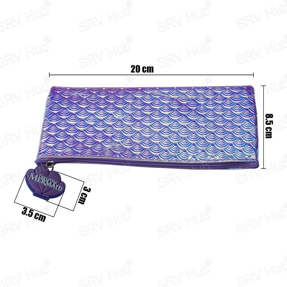 Kids Flat Zip Pencil Cases Mermaid Pearlescent Pencil Case