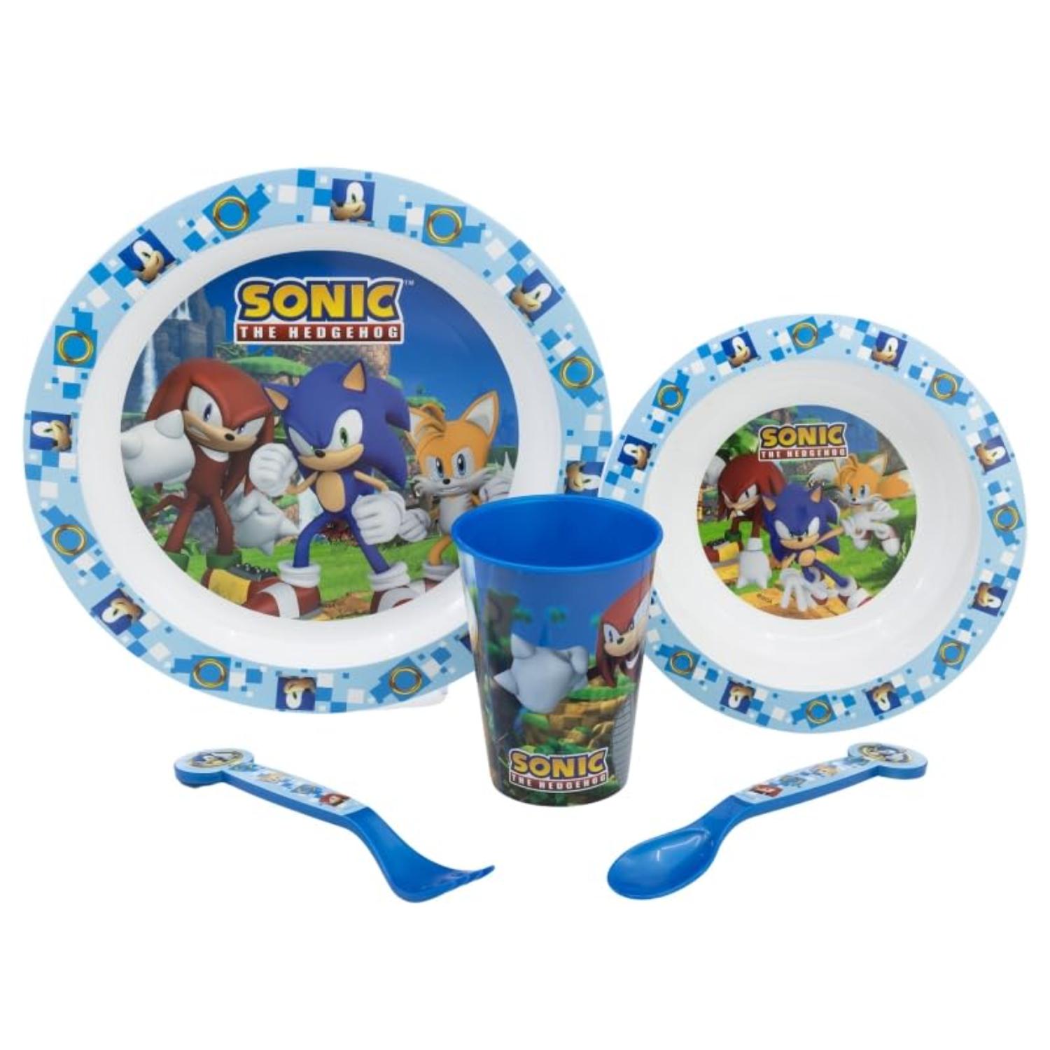 5 Piece Kids Dinnerware Set BPA-Free Plastic Plate Bowl Cup Fork &amp; Spoon