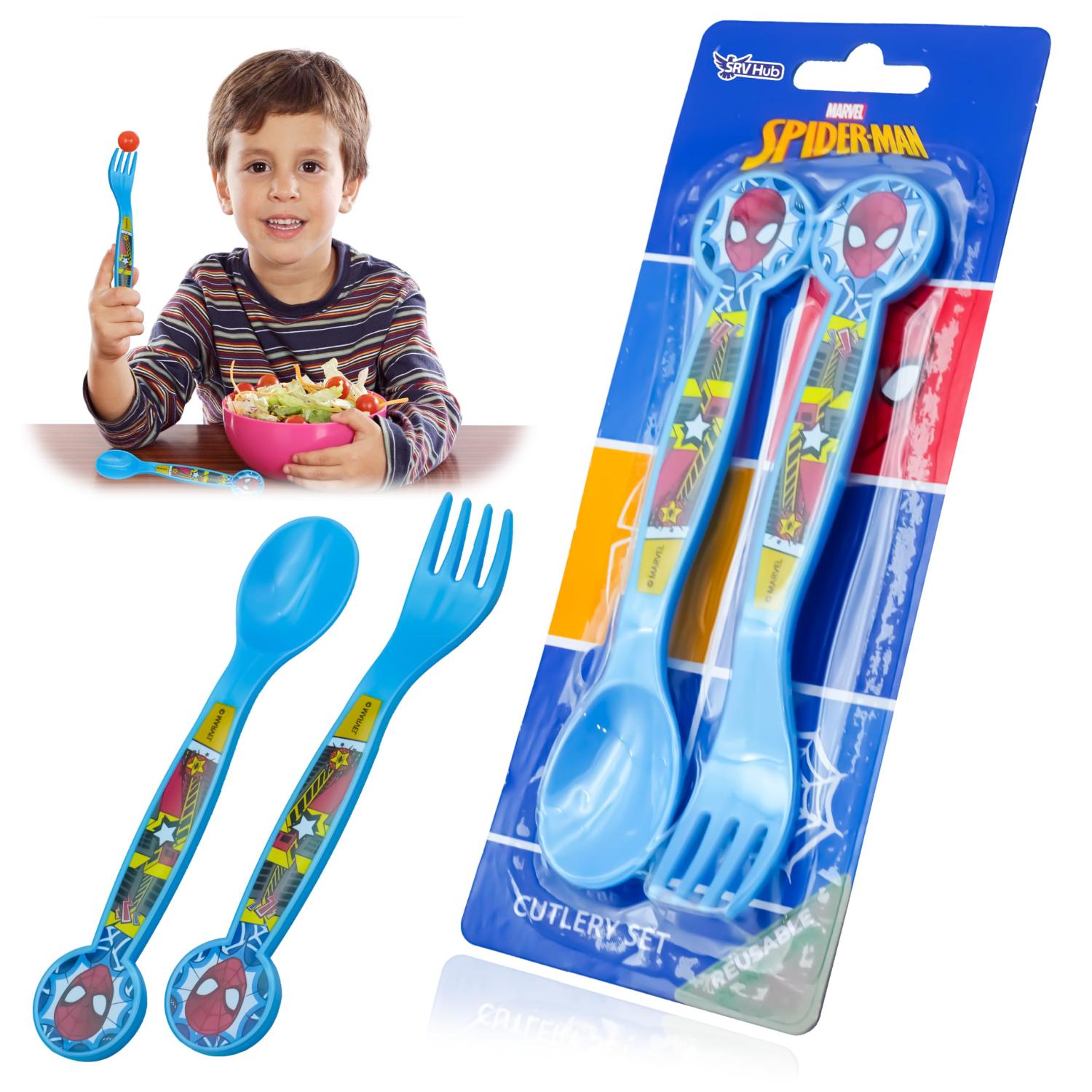 Kids 2 Piece Cutlery Set BPA-Free Plastic Spoon & Fork