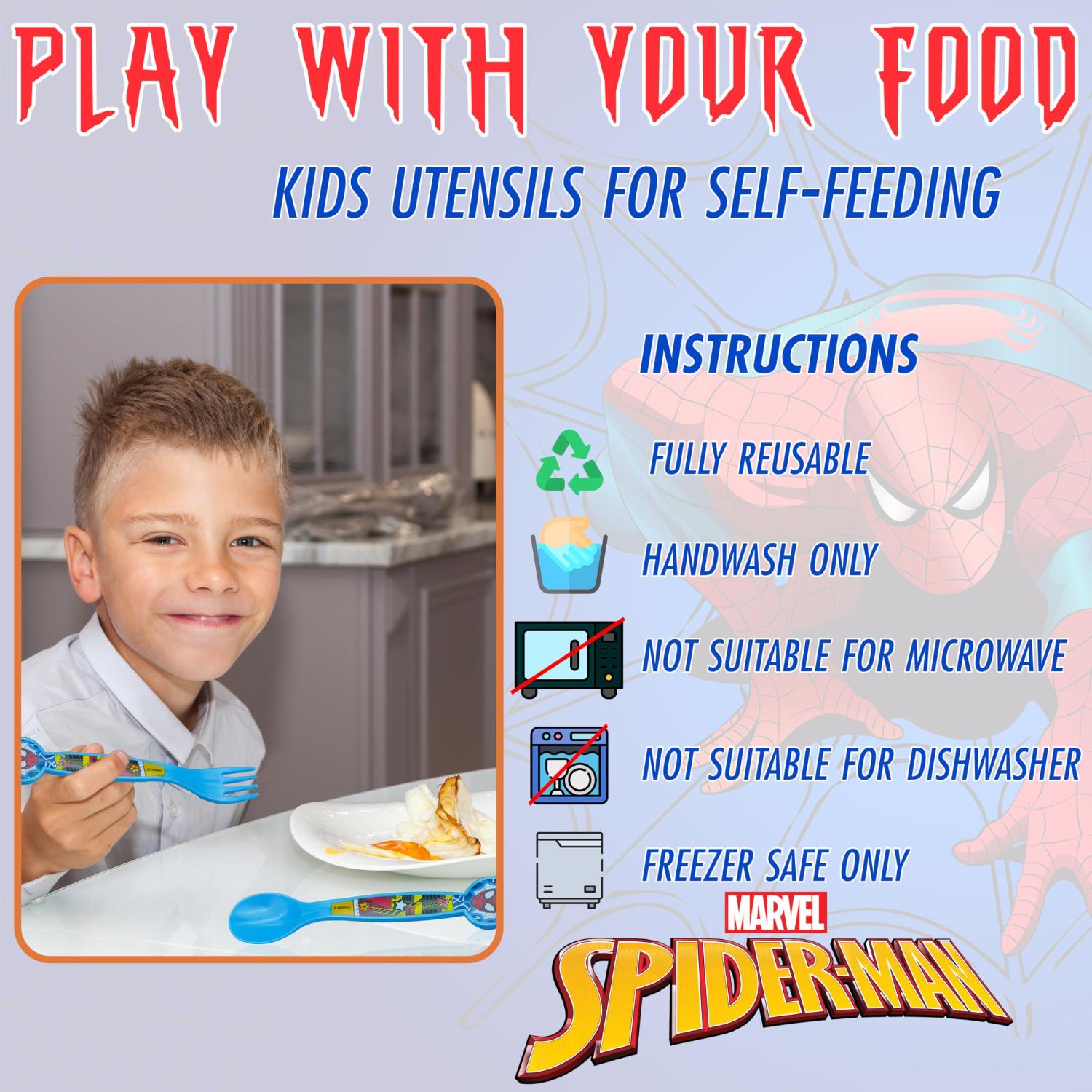 Kids 2 Piece Cutlery Set BPA-Free Plastic Spoon & Fork