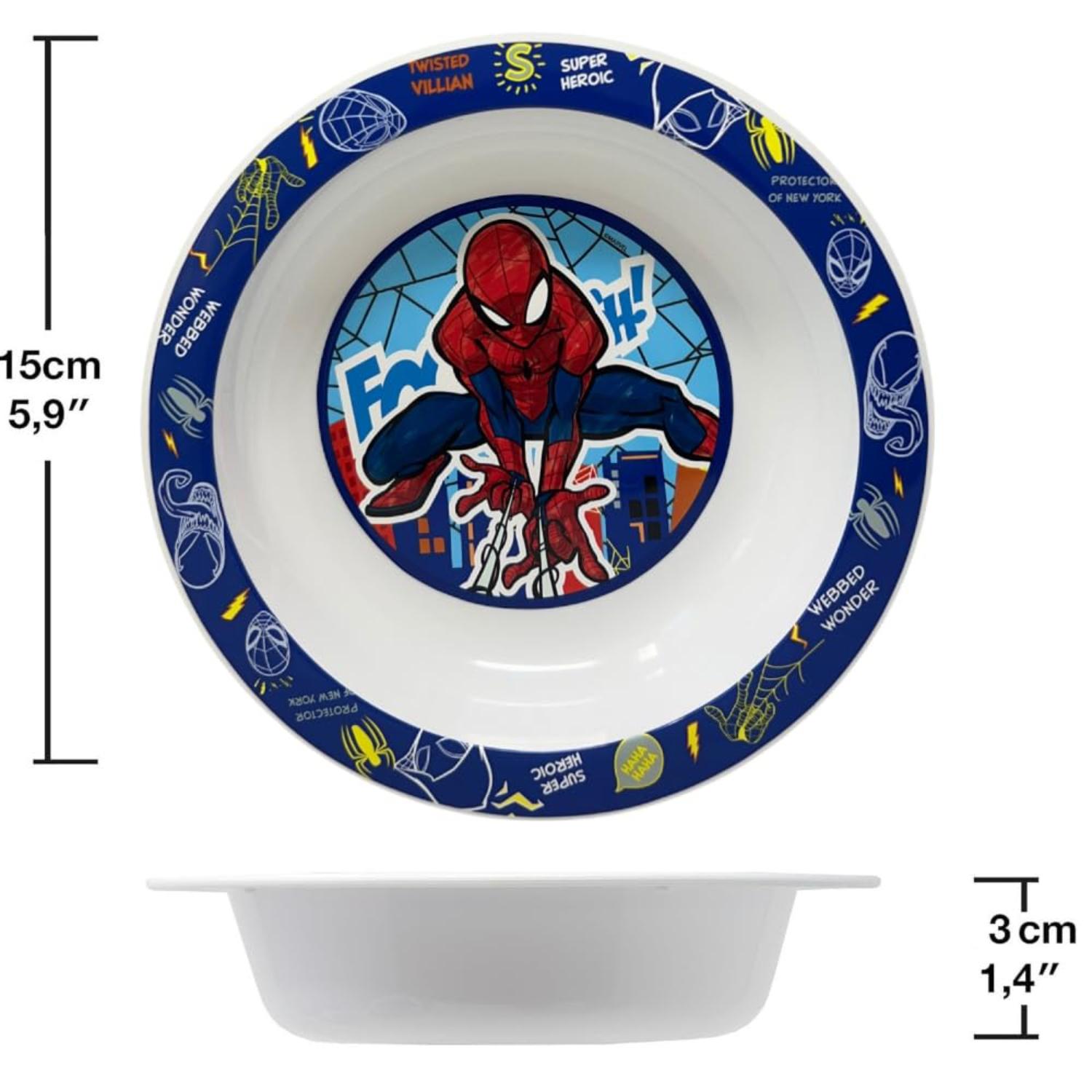 5 Piece Kids Dinnerware Set BPA-Free Plastic Plate Bowl Cup Fork &amp; Spoon