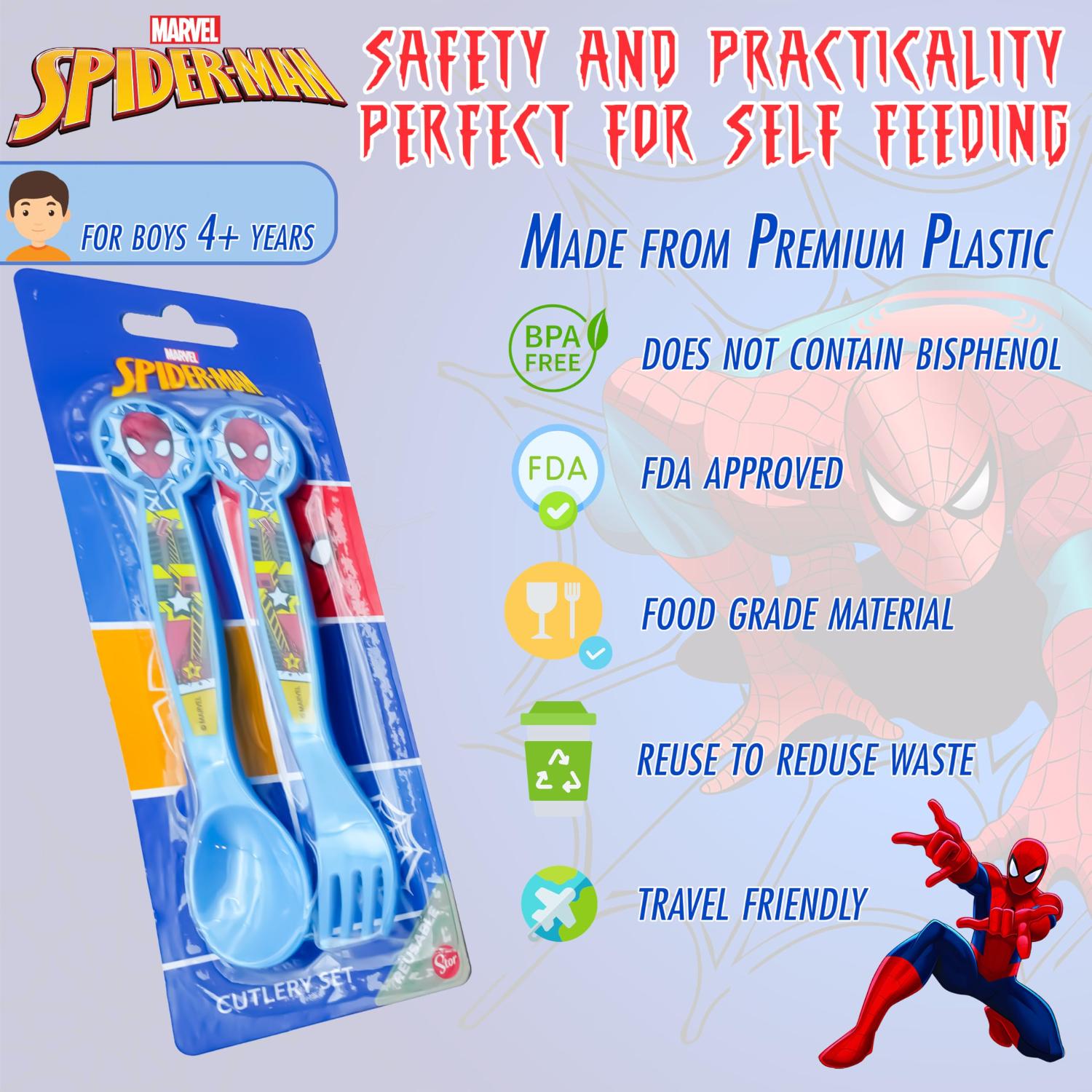Kids 2 Piece Cutlery Set BPA-Free Plastic Spoon & Fork