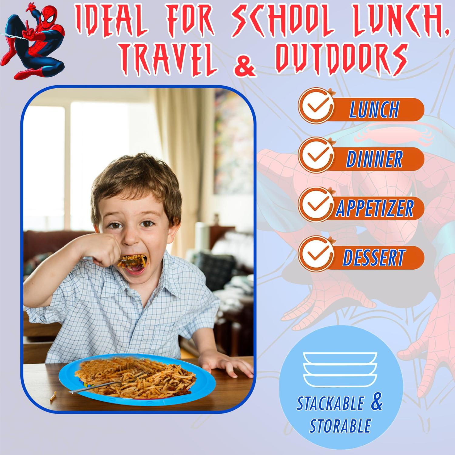 Kids 21.5cm BPA-Free Plastic Plate Reusable Round Snack Plate