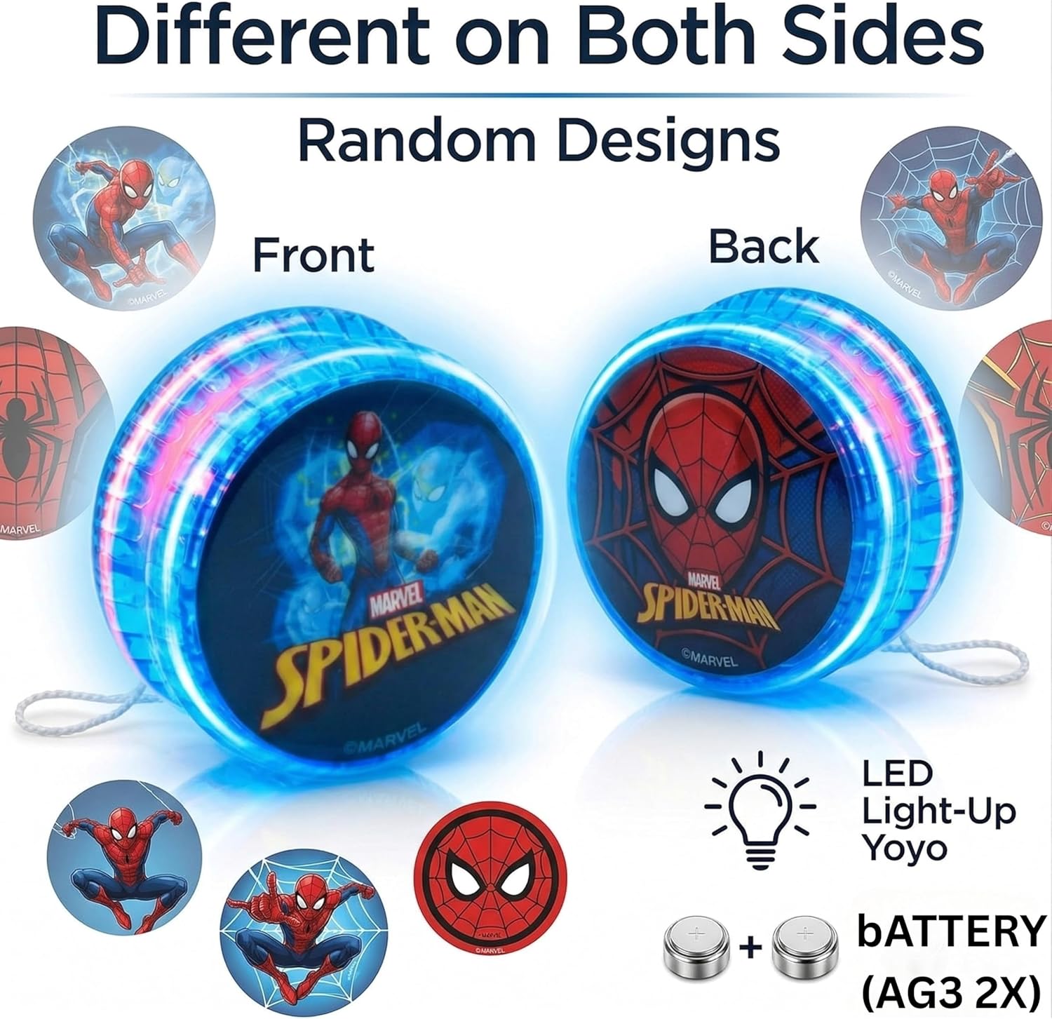 5.5cm Spiderman LED Light-Up YoYo with String For Kids