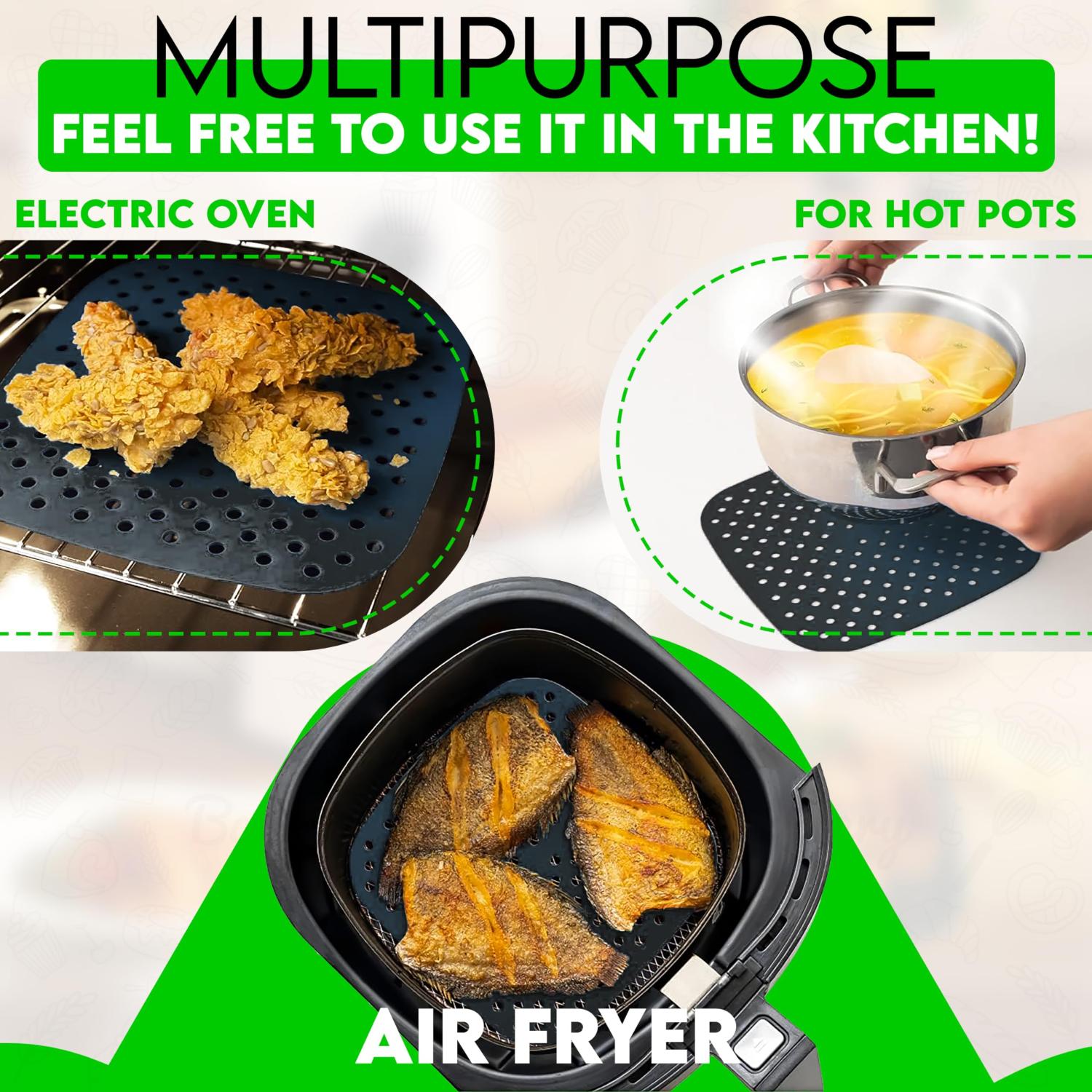 Reusable Silicone Air Fryer Mats Non-Stick Perforated Liners
