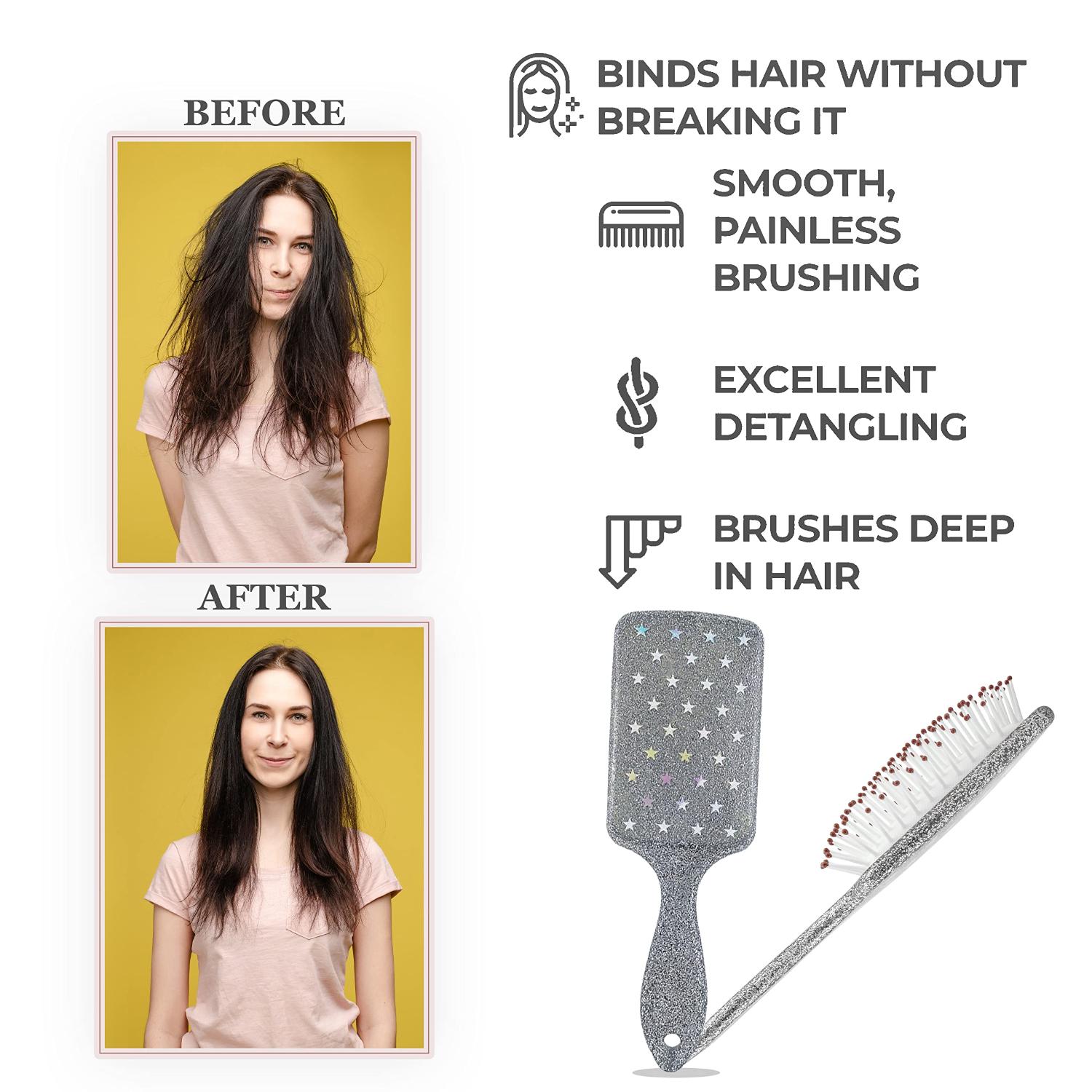 Iridescent Glitter Hairbrush 1pc