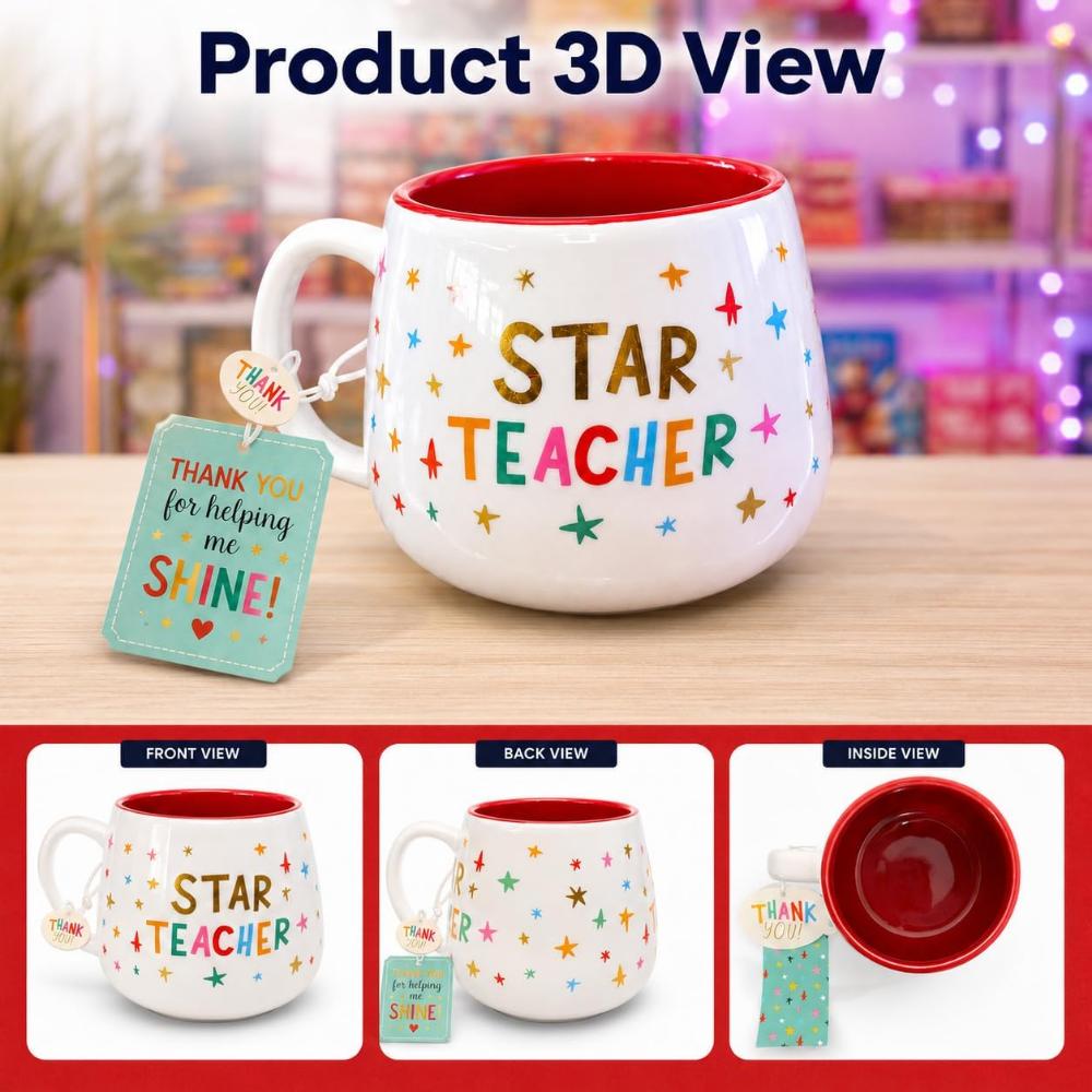10cm Gold Foil Teacher Ceramic Mug 450ml