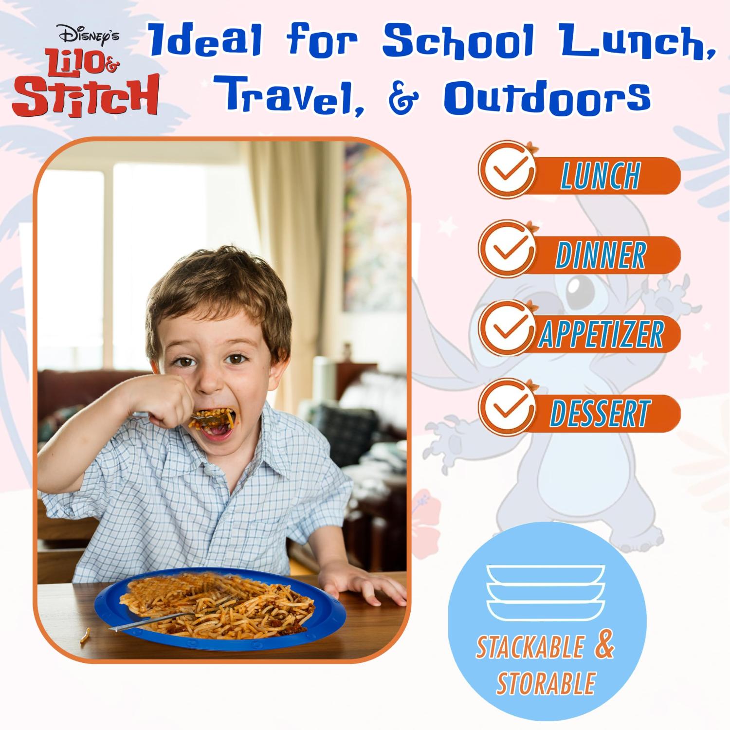 Kids 21.5cm BPA-Free Plastic Plate Reusable Round Snack Plate