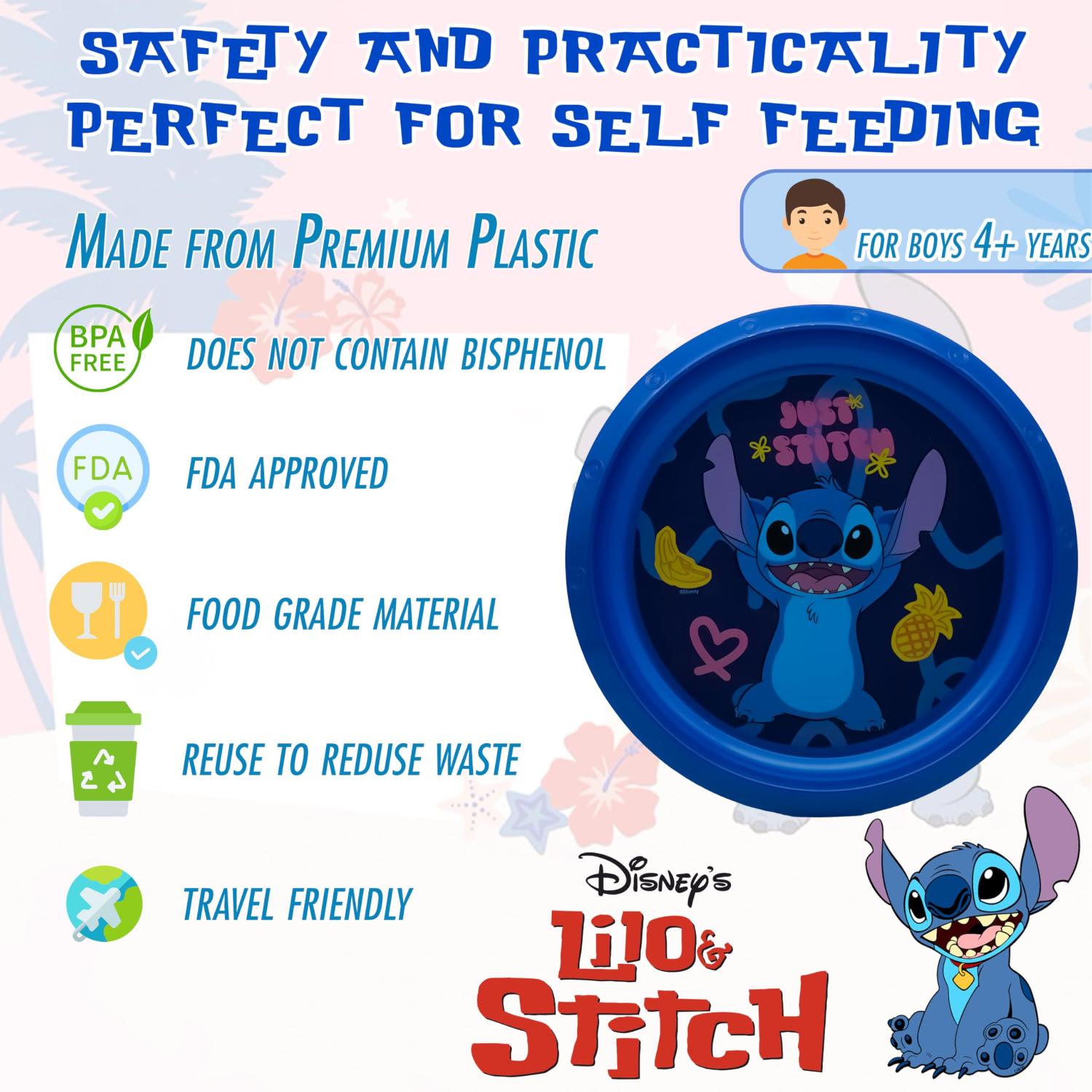 Kids 21.5cm BPA-Free Plastic Plate Reusable Round Snack Plate