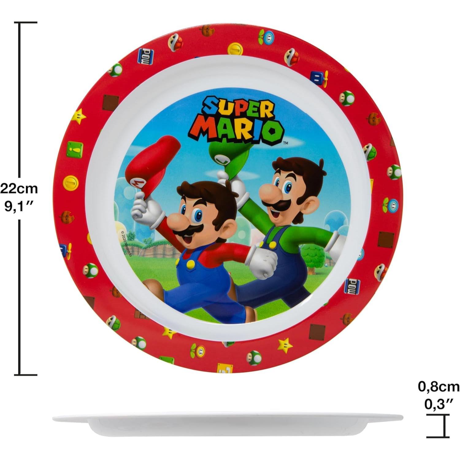 5 Piece Kids Dinnerware Set BPA-Free Plastic Plate Bowl Cup Fork &amp; Spoon