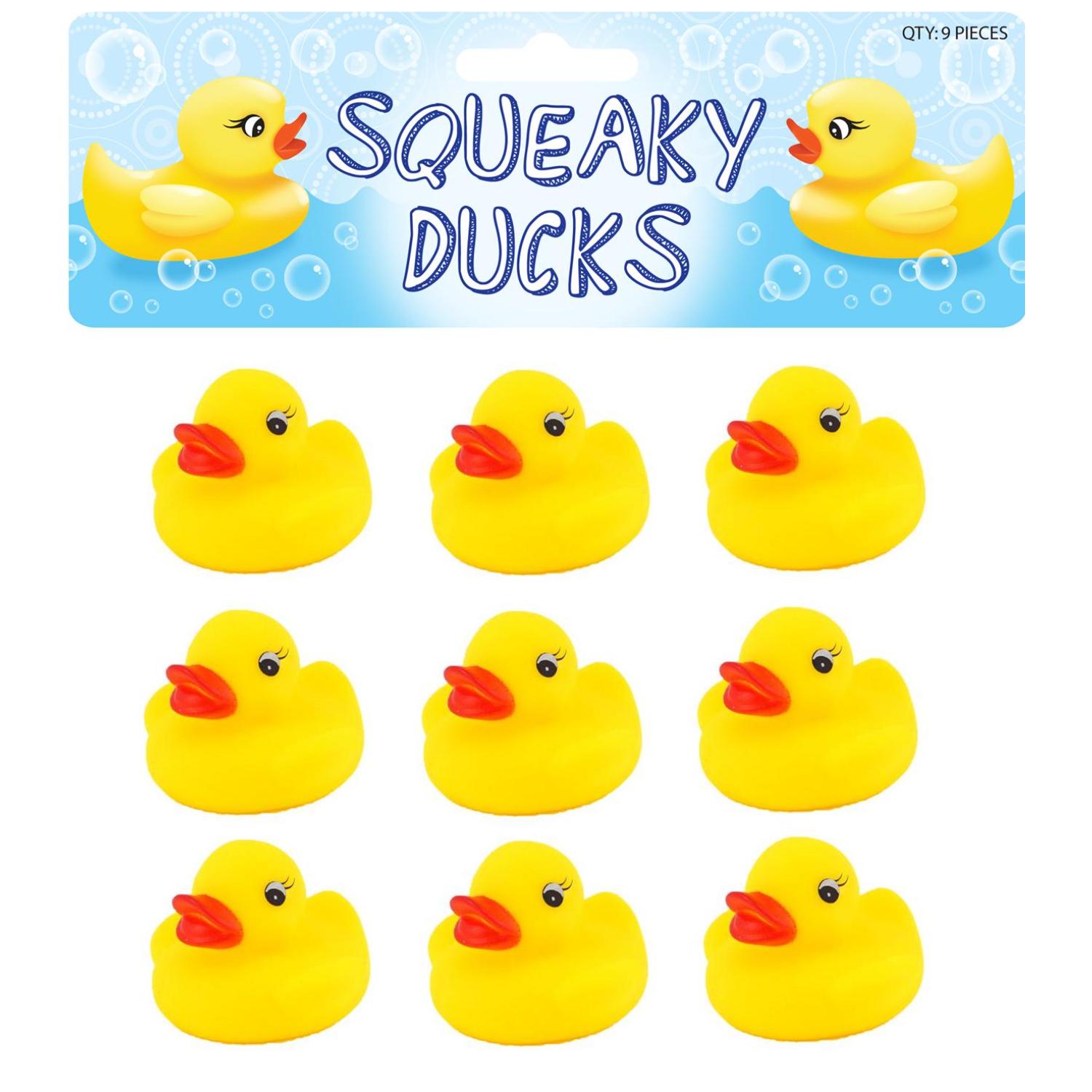 9Pcs Yellow Squeaky Bath Duck 5cm