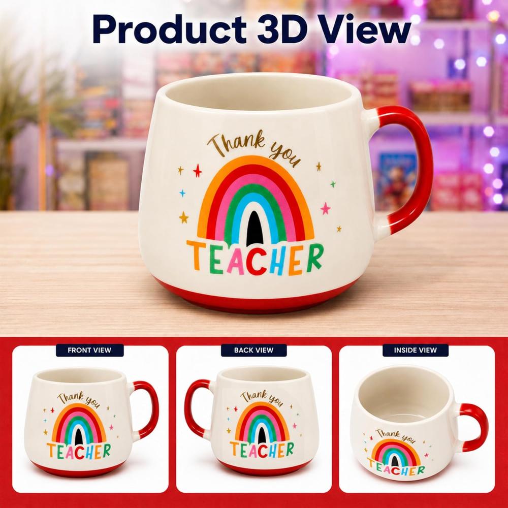10cm Gold Foil Teacher Ceramic Mug 450ml