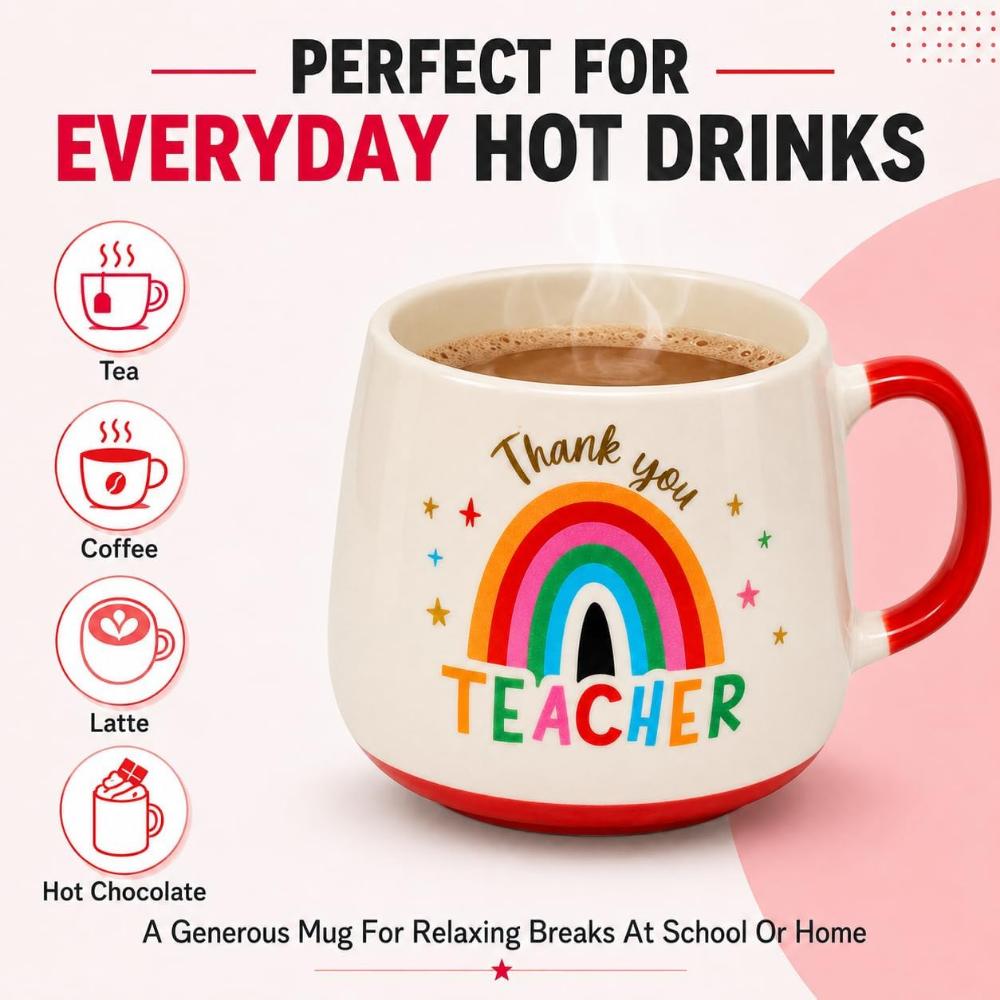 10cm Gold Foil Teacher Ceramic Mug 450ml