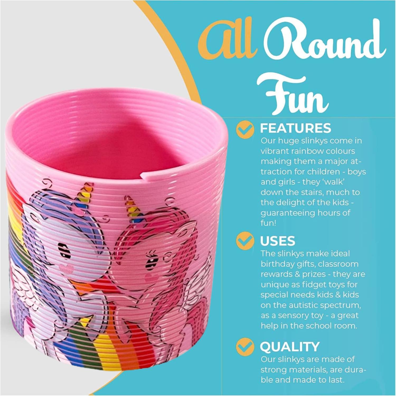 6.5cm Unicorn Rainbow Spring Toy - Assorted