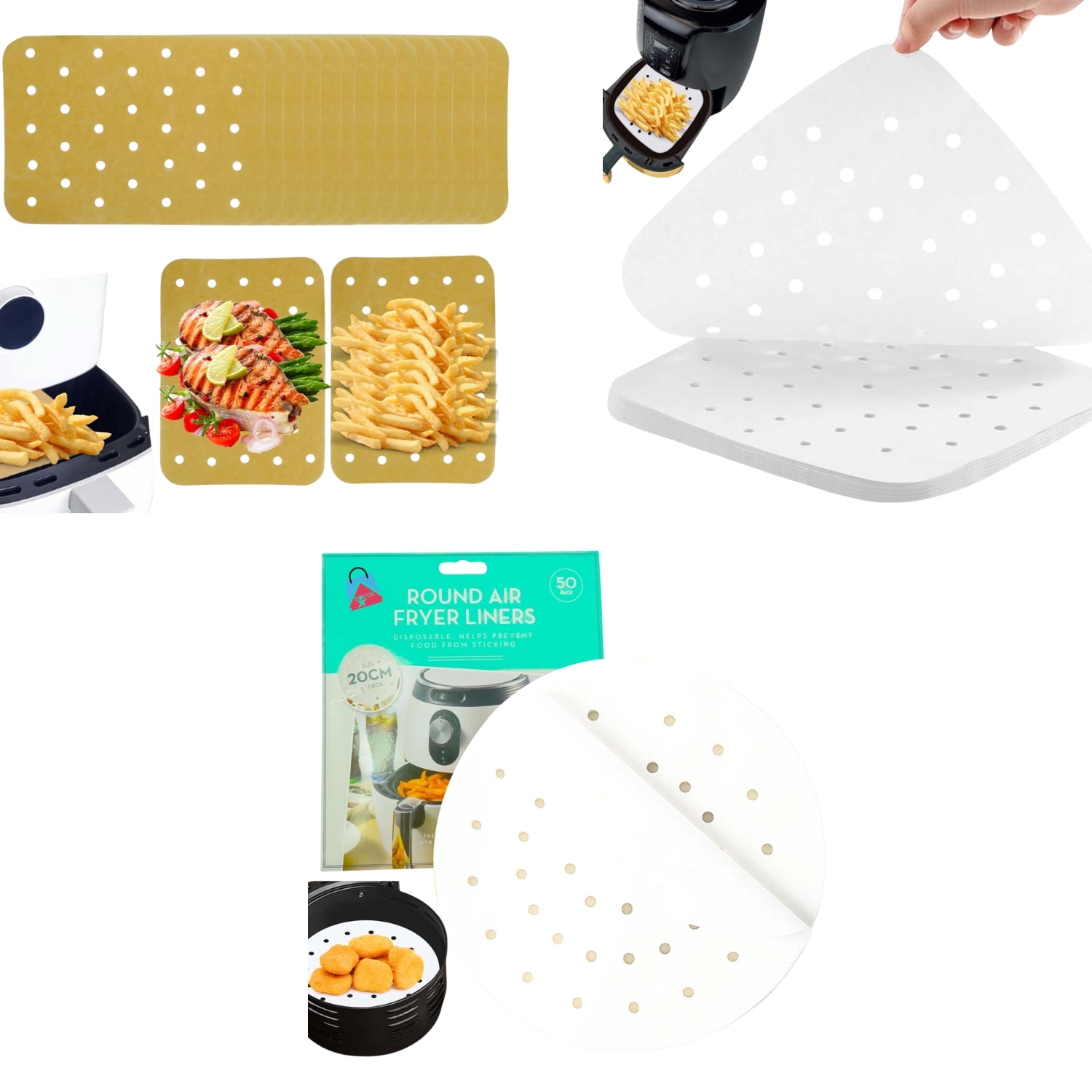 Disposable Air Fryer Liners Non-Stick Perforated Cooking Papers
