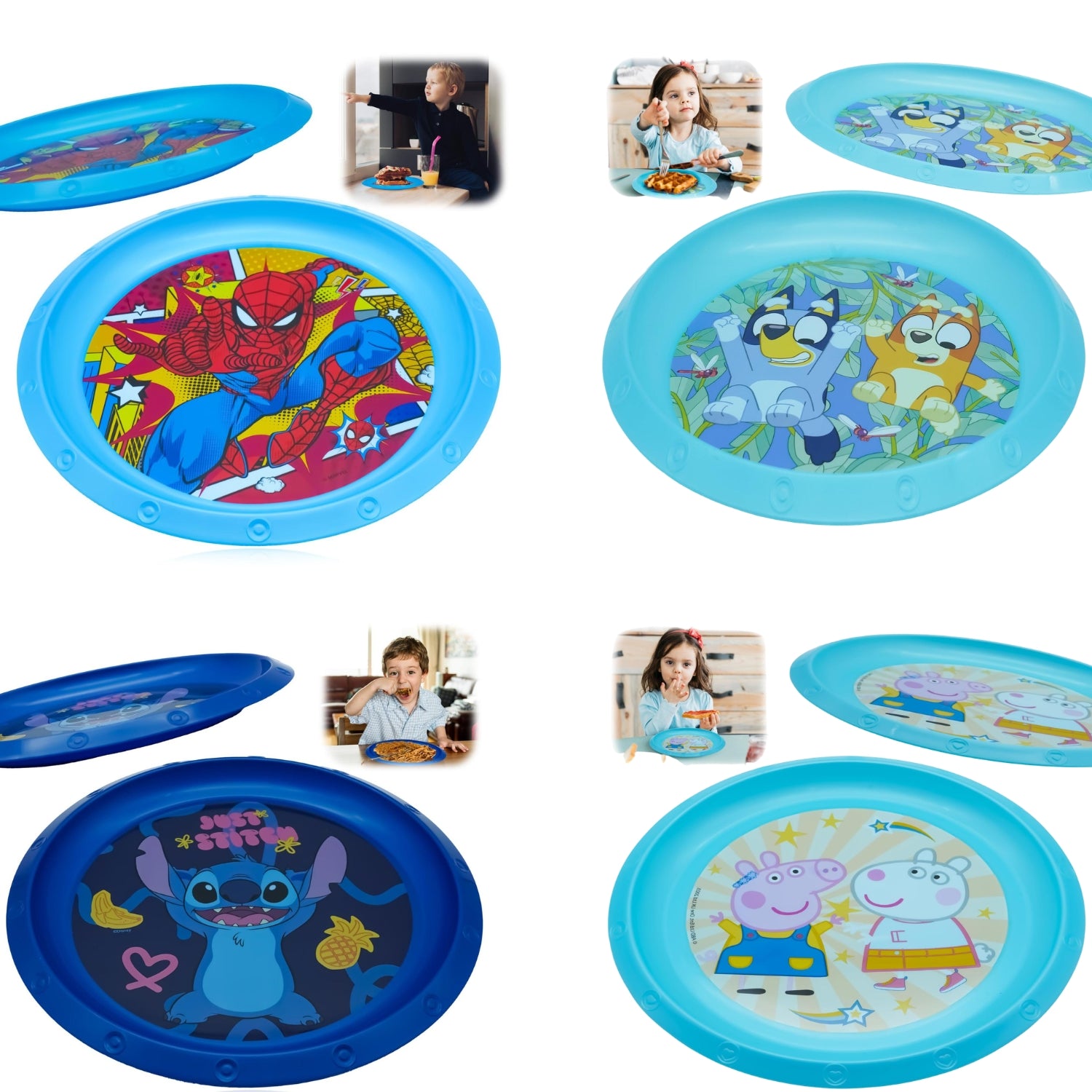 Kids 21.5cm BPA-Free Plastic Plate Reusable Round Snack Plate