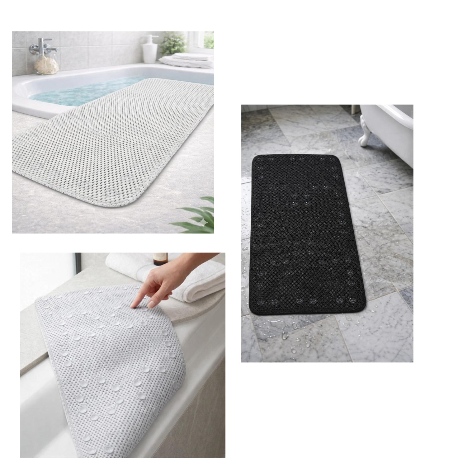 Non Slip Bath Mat with Suction Cups Drain Holes