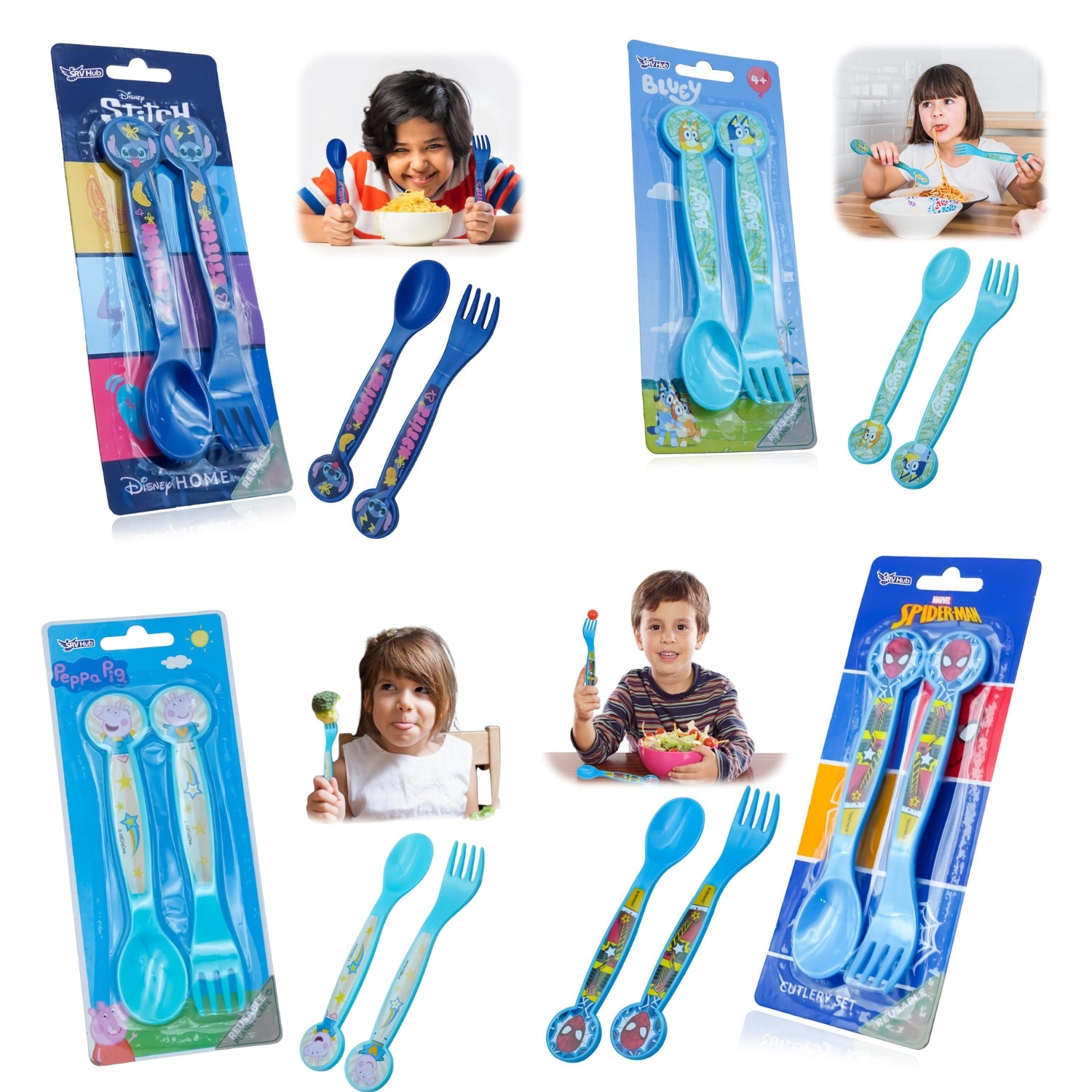 Kids 2 Piece Cutlery Set BPA-Free Plastic Spoon & Fork