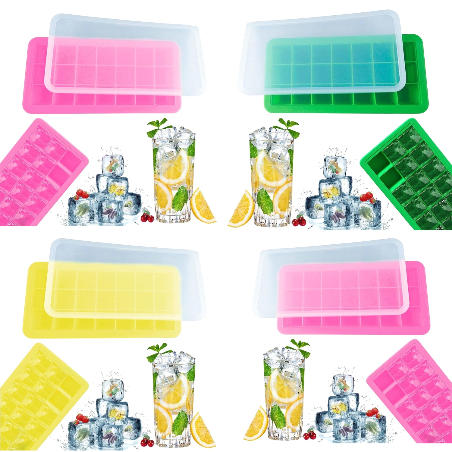 Silicone Ice Cube Tray with Lid 21 Cavity BPA-Free Mould