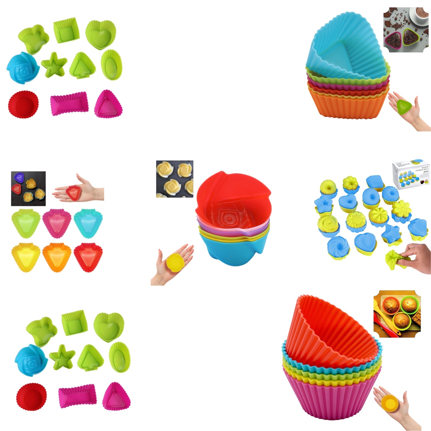 Reusable Silicone Muffin Cases Non-Stick Assorted Baking Moulds