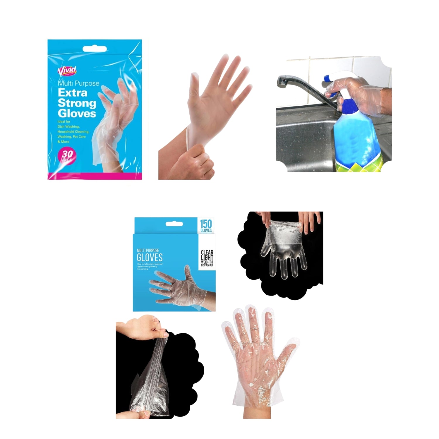 Disposable Food Safe Gloves Waterproof Clear & Vinyl Gloves