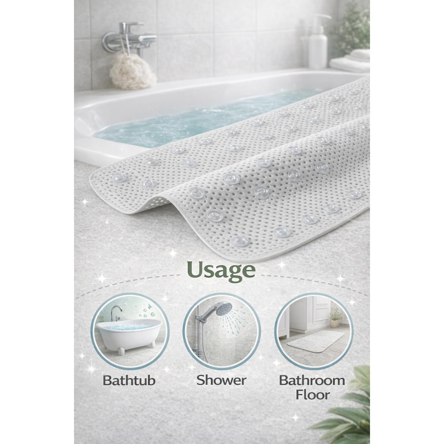 Non Slip Bath Mat with Suction Cups Drain Holes