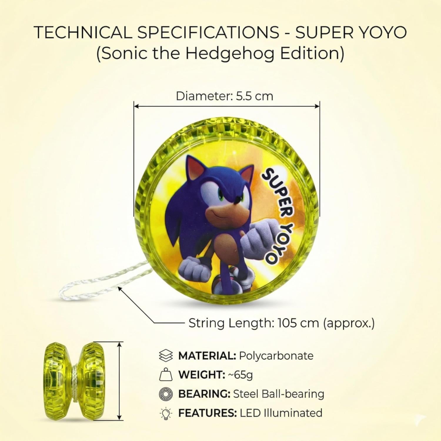 5.5cm Sonic the Hedgehog LED Light-Up YoYo Toys for Kids