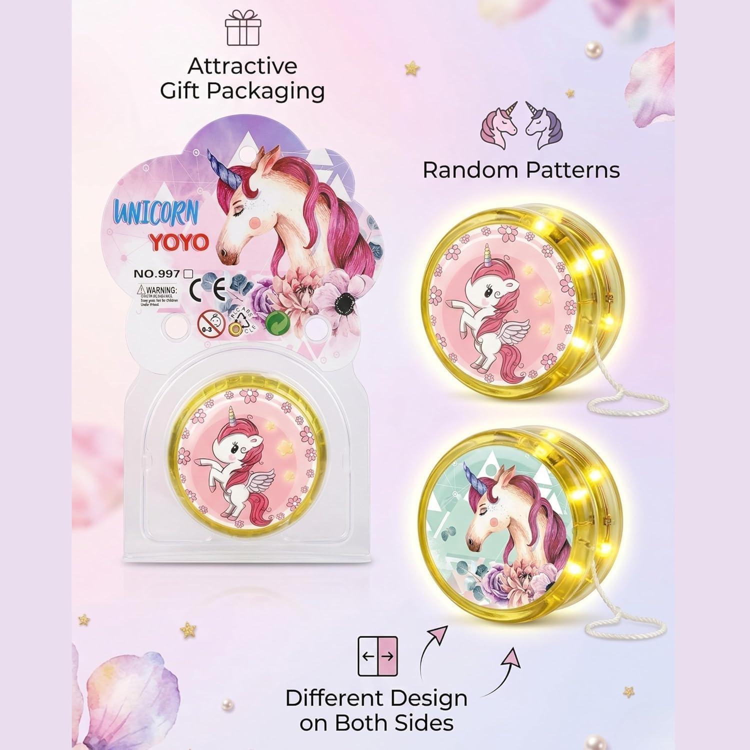 5.5cm LED Light-Up Unicorn Yo-Yos for Kids - Assorted