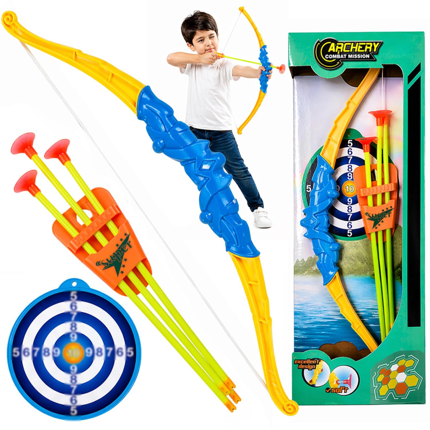 43cm Kids Archery Set with Bow, Arrow, Suction Arrows & Target – Assorted
